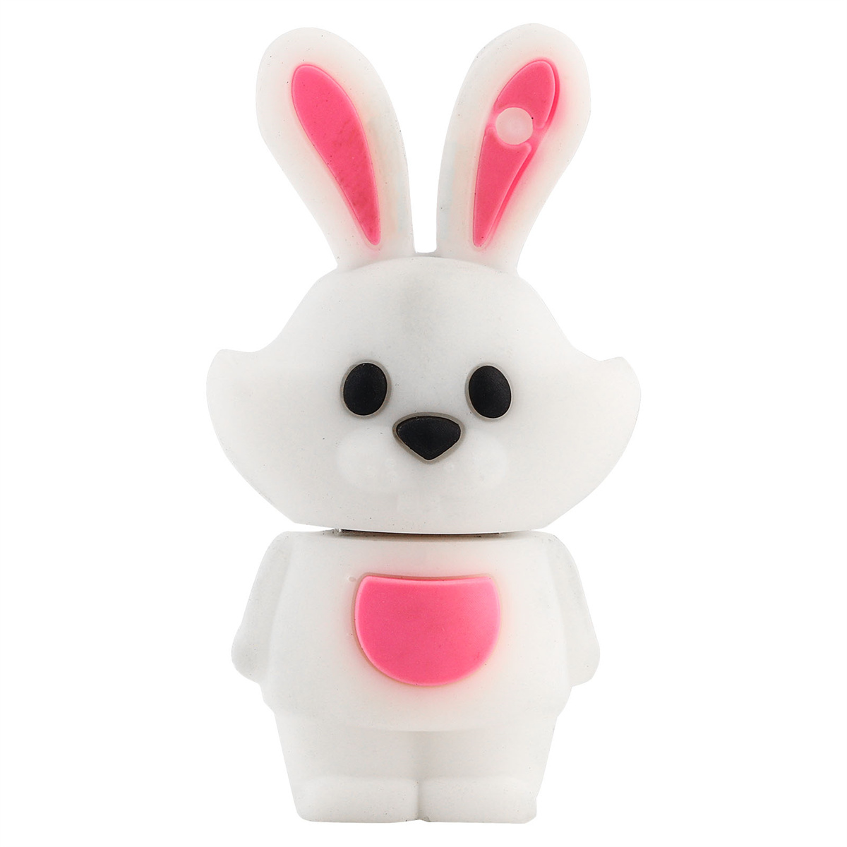 Weißer Hasen-USB-Stick mit rosa Ohren und rosa Bauch.