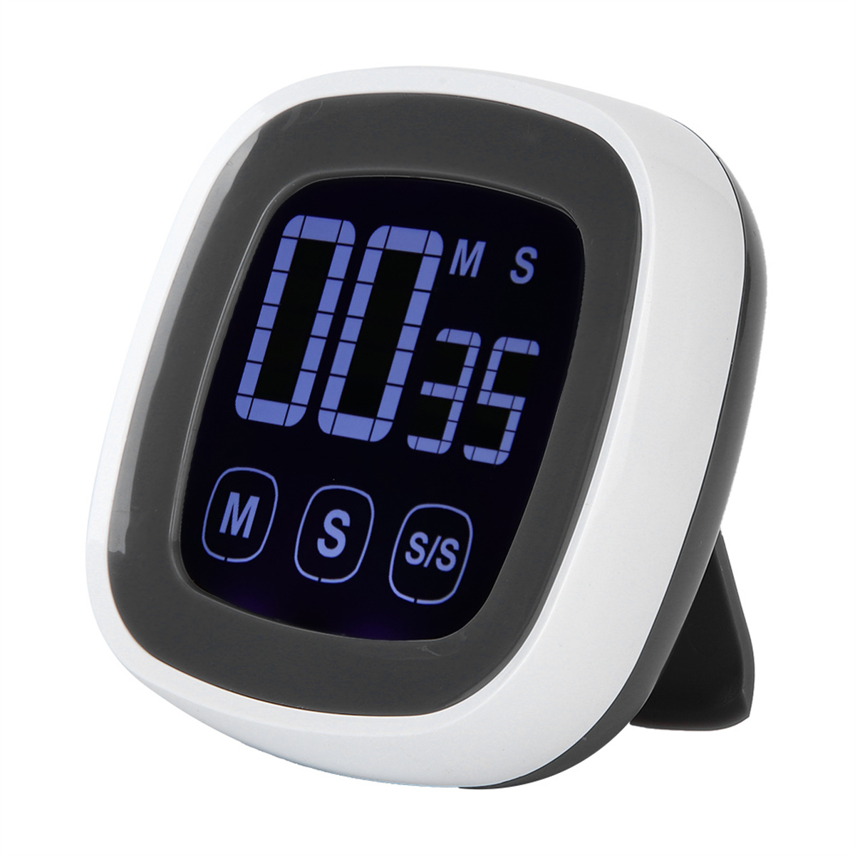 Digitaler Timer mit schwarz-weißem Rahmen, zeigt '00:35' auf dem Bildschirm.