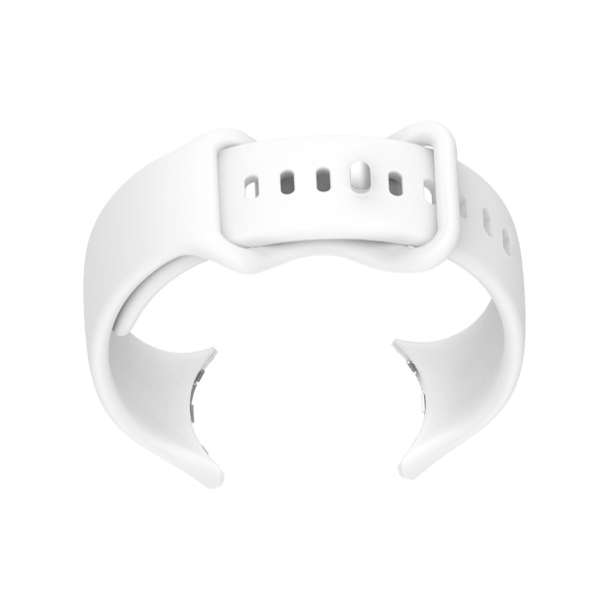 Weißes Armband mit Schnalle und Löchern.