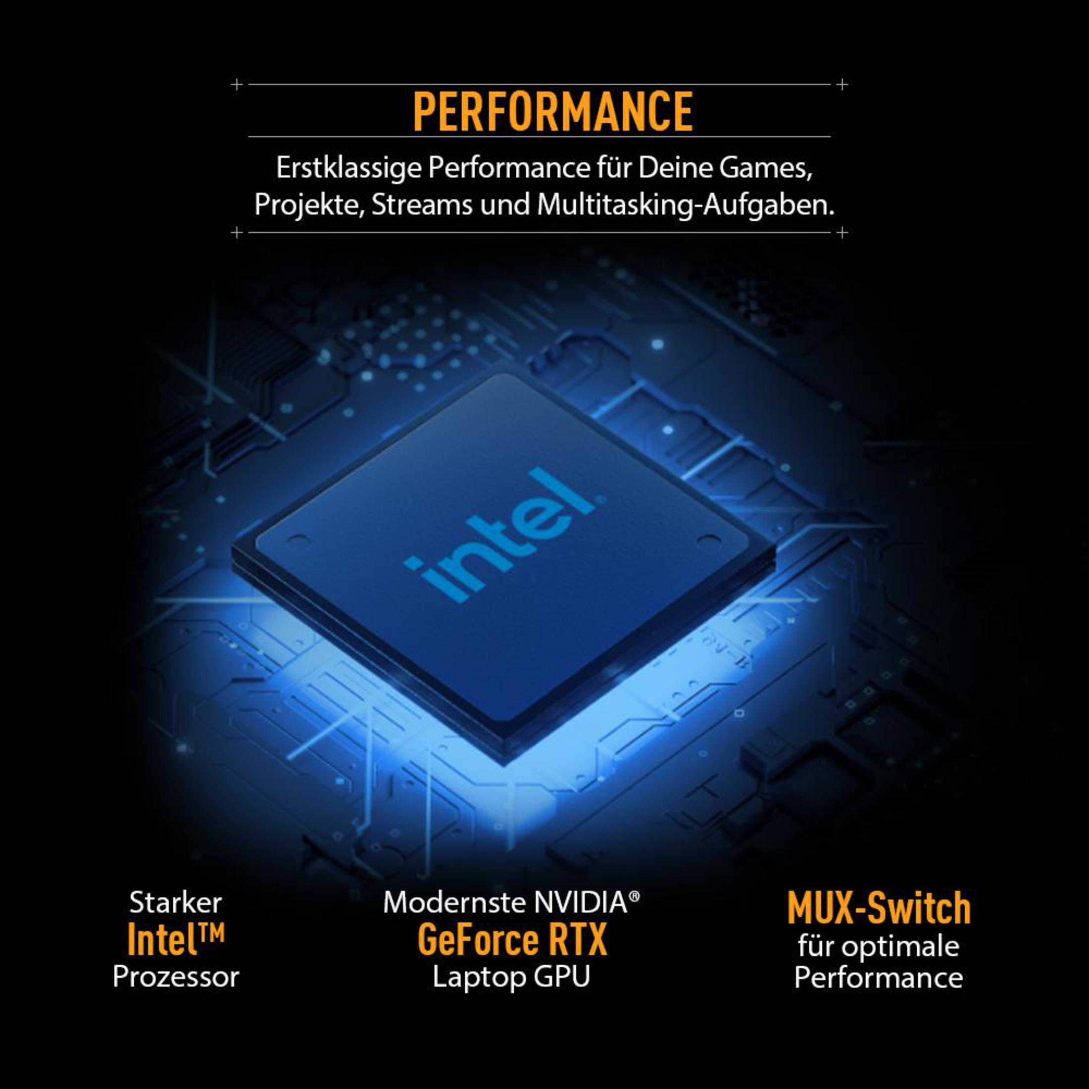 Bild einer Computerkomponente mit dem Intel-Logo, mit Text über die Leistung.