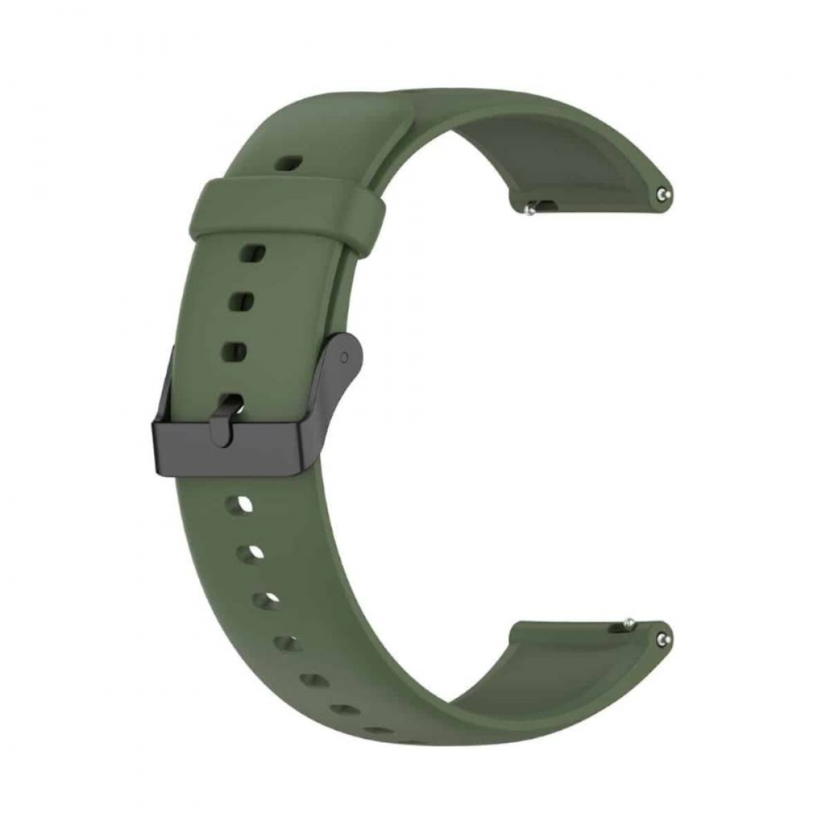 Ein grünes Uhrenarmband mit schwarzer Schnalle, auf weißem Hintergrund, für eine Smartwatch entworfen.