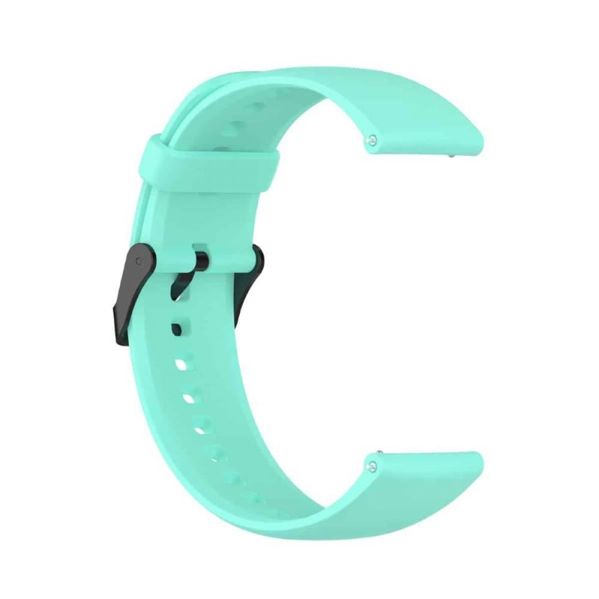 Minzgrünes Uhrenarmband mit schwarzer Hardware, auf Weiß dargestellt.