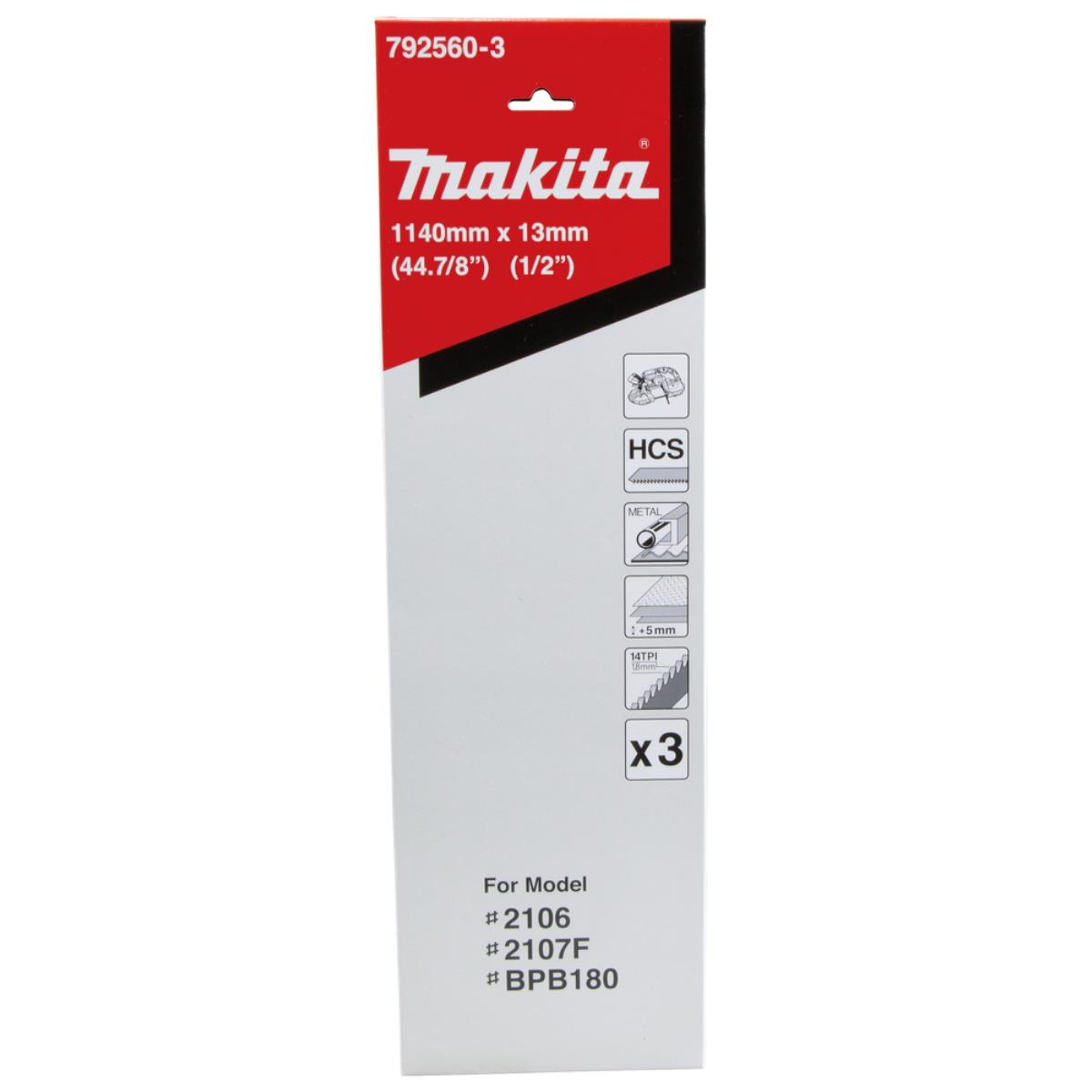 Eine schwarz-weiße Makita-Produktbox mit Text und Diagrammen, einschließlich 'For Model'-Informationen.