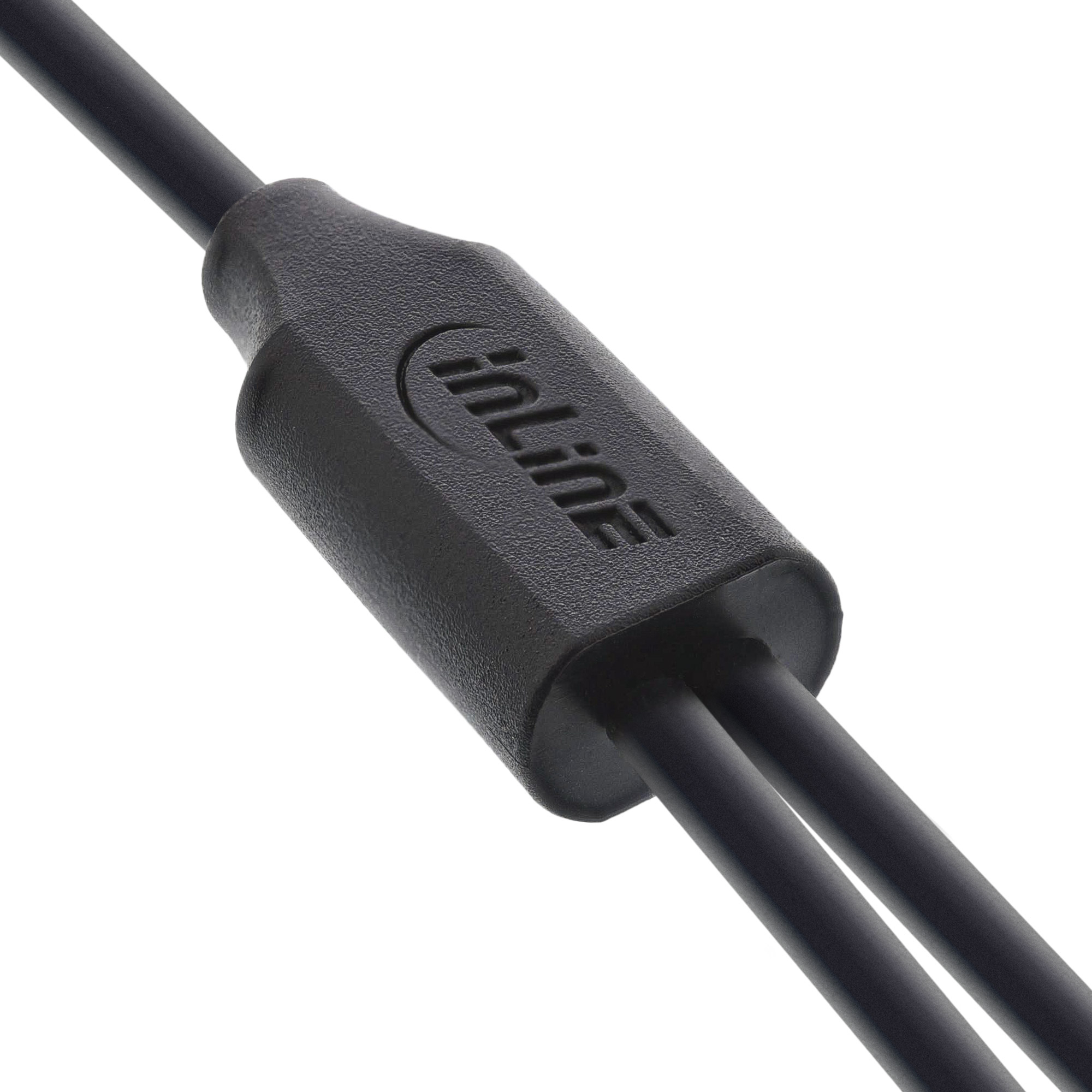 Un connettore in linea nero con la scritta 'inLine' stampata.