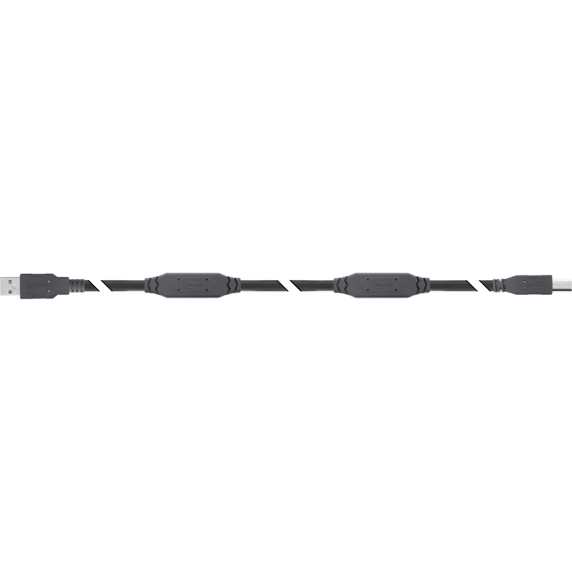 Cavo di prolunga USB, nero. Sfondo bianco. Due connettori USB-A visibili.