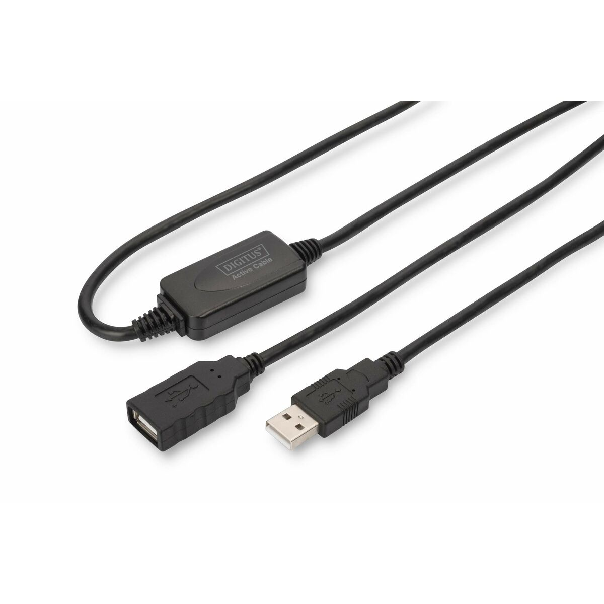 Cavo di prolunga USB nero con connettori USB-A.