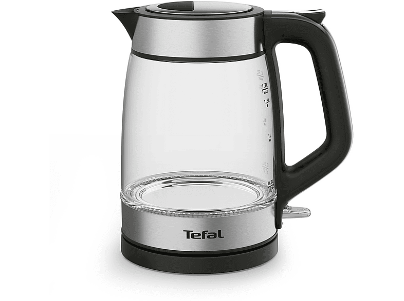 TEFAL Glass Kettle KI605830 Wasserkocher, Schwarz, Silber, Transparent