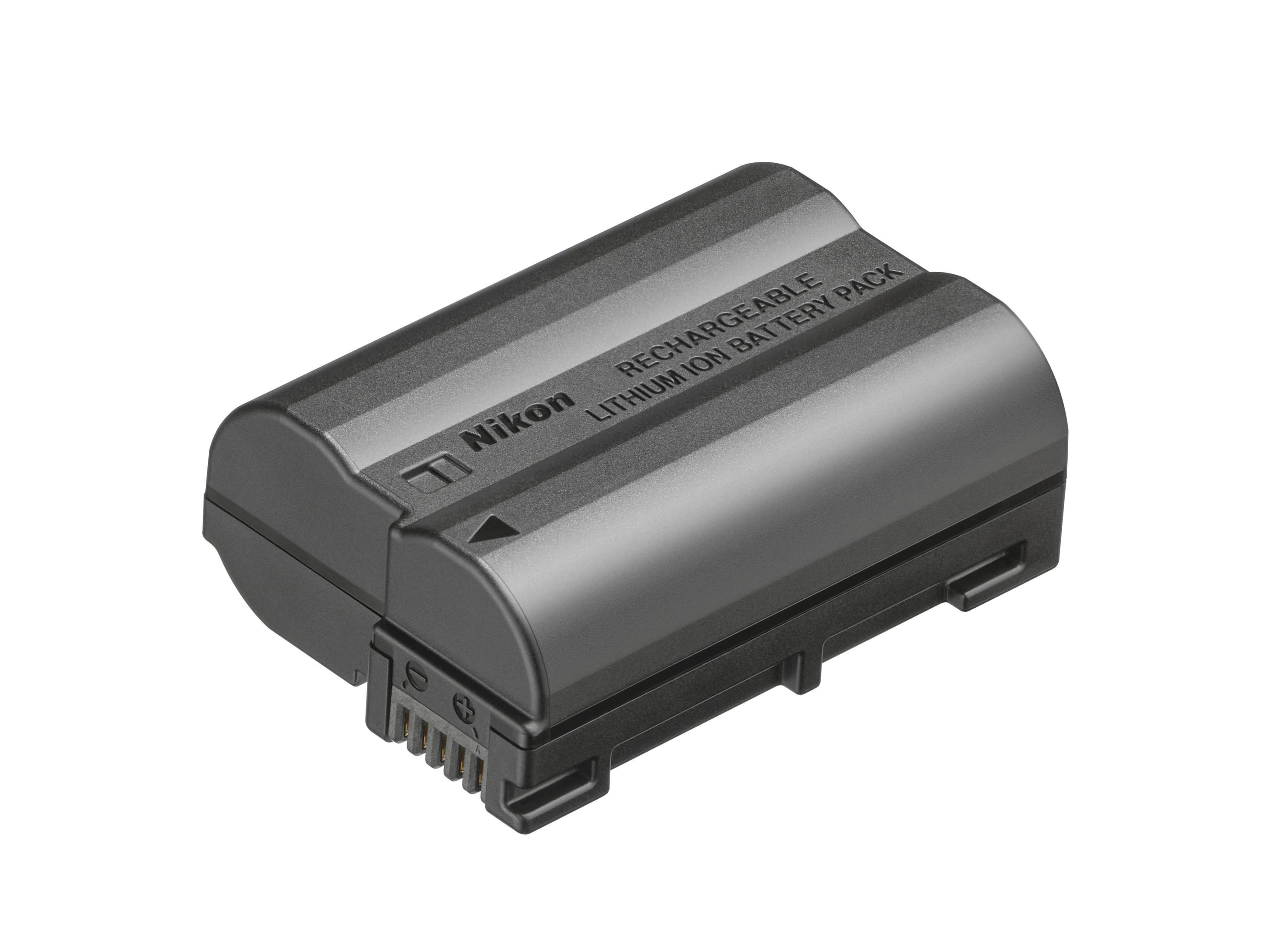 Una batería de iones de litio recargable Nikon negra.