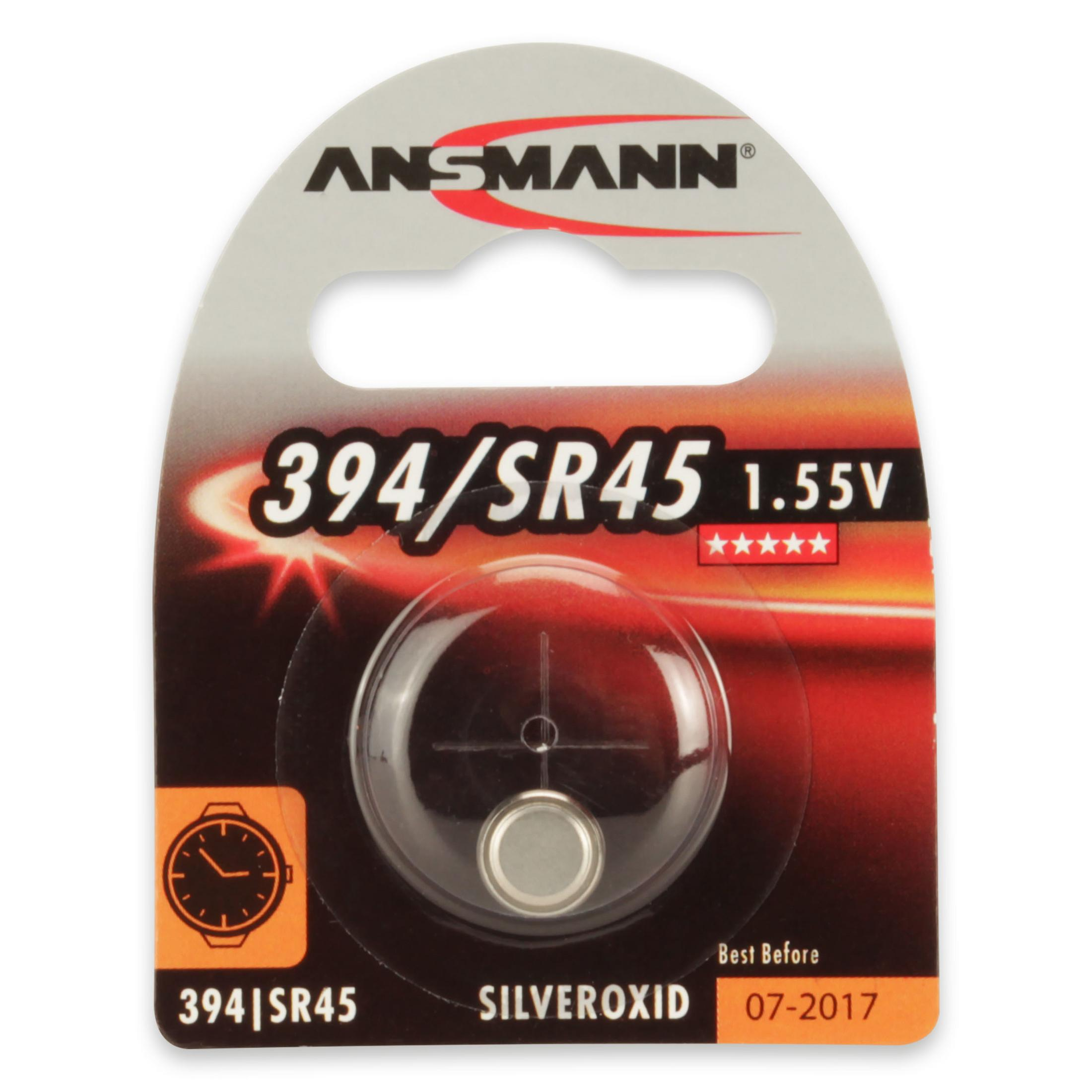 Knopfzellenbatterie in einer Blisterverpackung. Silber- und Schwarz-Design.