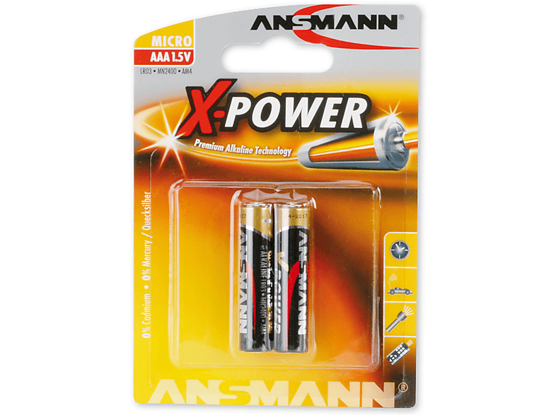 ANSMANN 2er-Pack AAAA Alkaline Batterien – 1,5V, Sondergröße LR61, Für Stylus, Tablets & Leuchthalsbänder