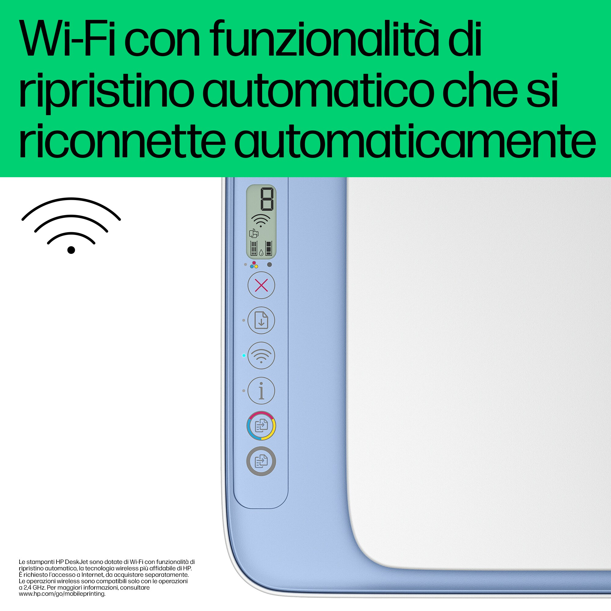 Une interface d'imprimante affichant des informations Wi-Fi et imprimante.