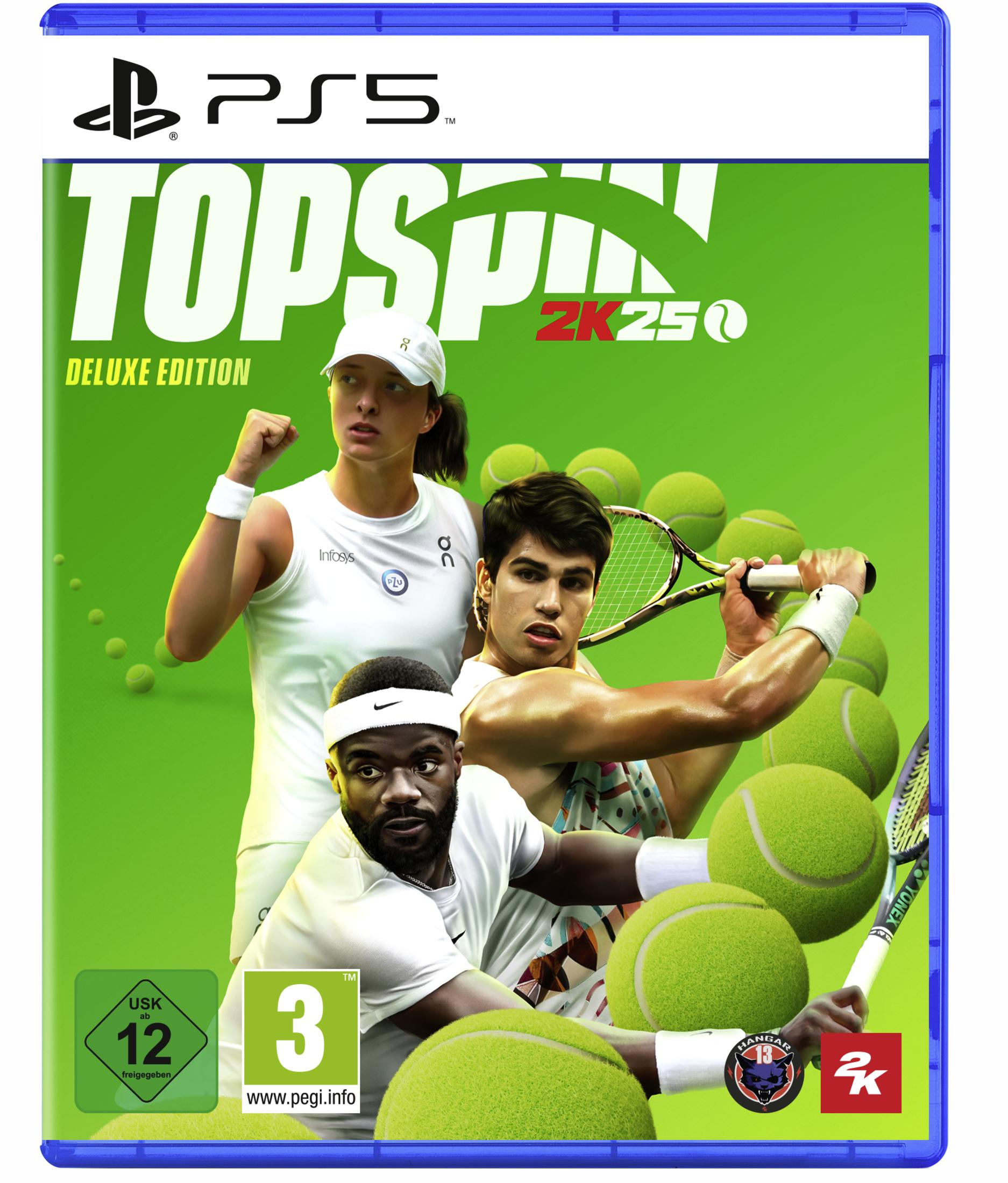 PS5-Spiel-Cover mit Tennisspielern auf grünem Hintergrund.