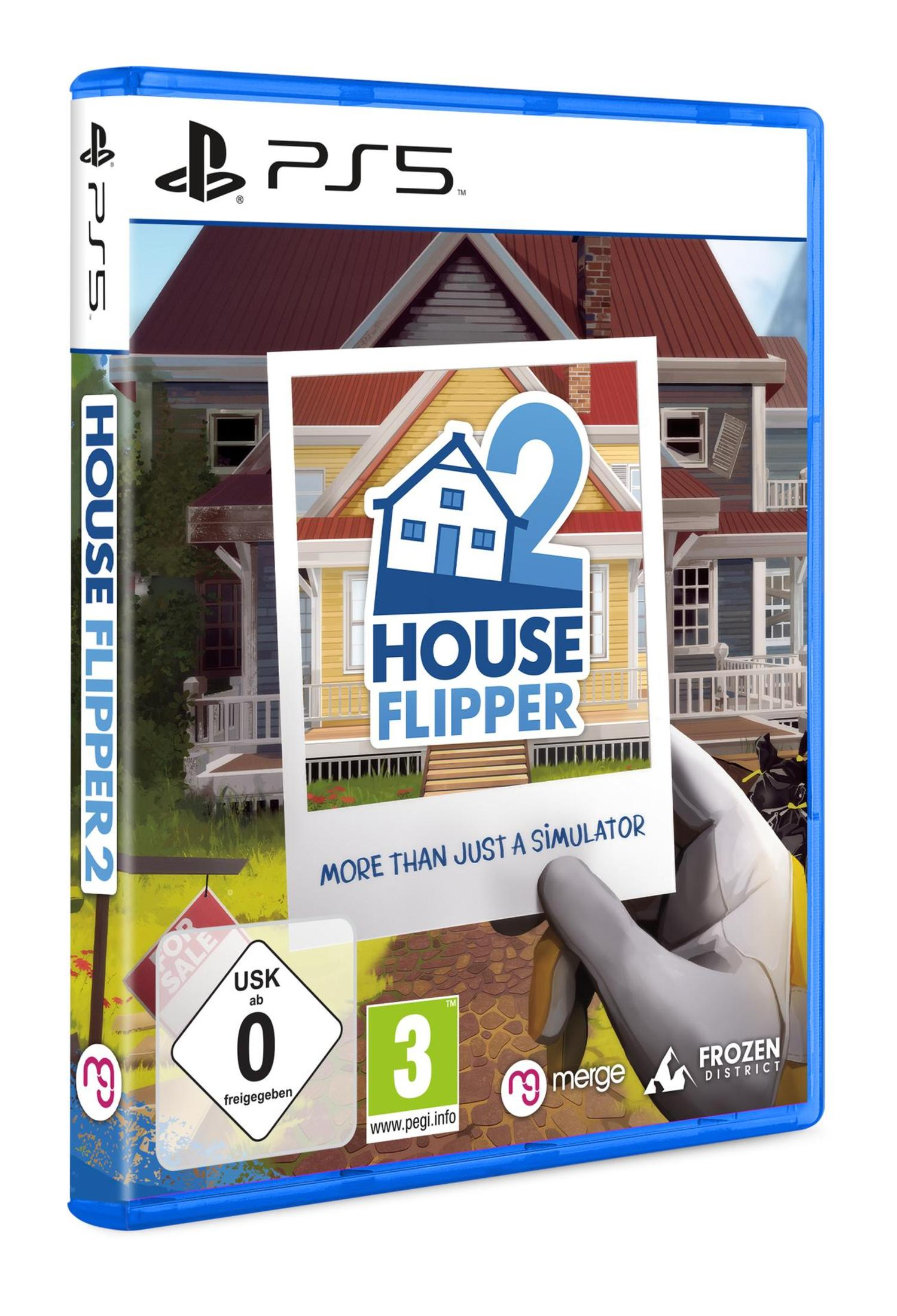 PS5-Spielcover. House Flipper 2, Spielbild, Hand hält Foto.