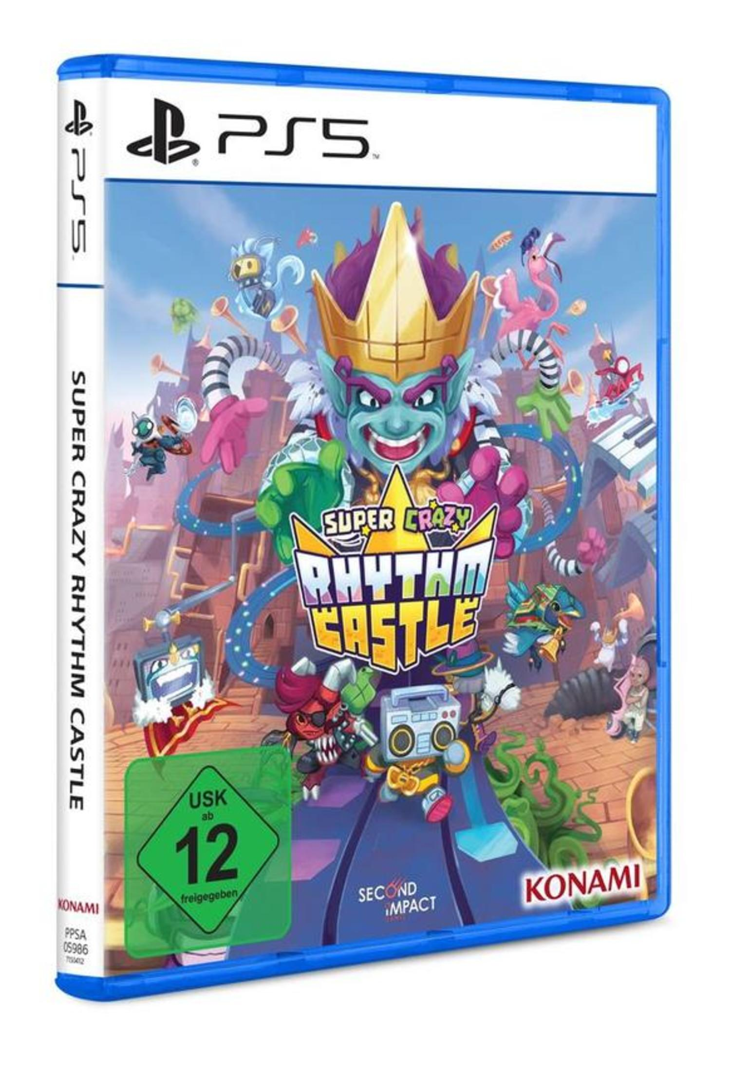 PS5-Spielhülle für Super Crazy Rhythm Castle. Das Cover zeigt eine Cartoon-Figur.