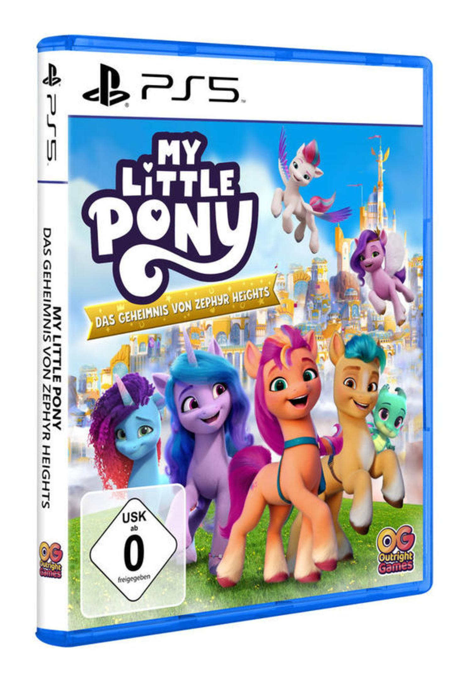 Scatola del videogioco My Little Pony, con personaggi pony su sfondo colorato.