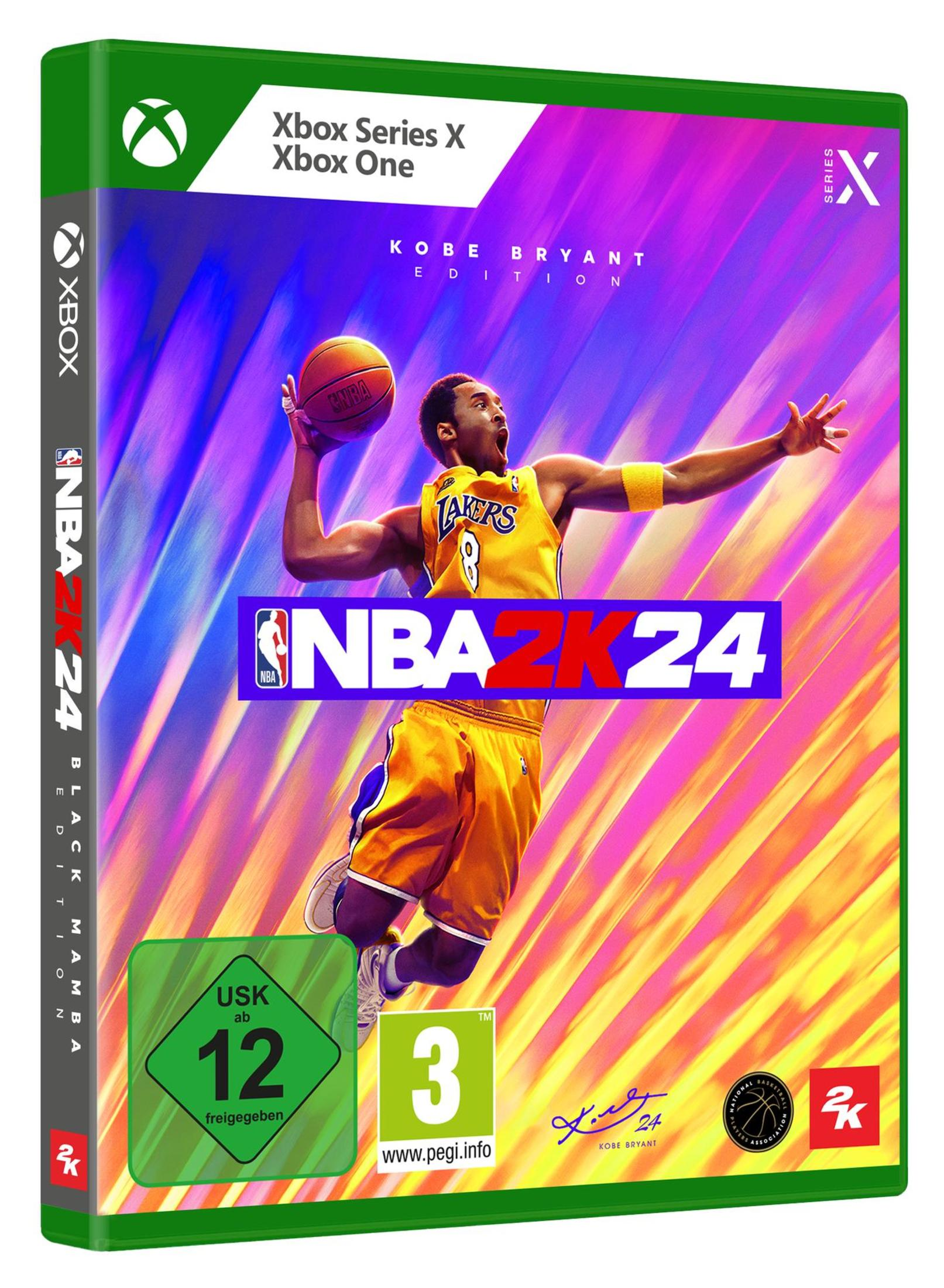 NBA 2K24 Spielbox. Kobe Bryant auf dem Cover, mit grünem Rahmen.