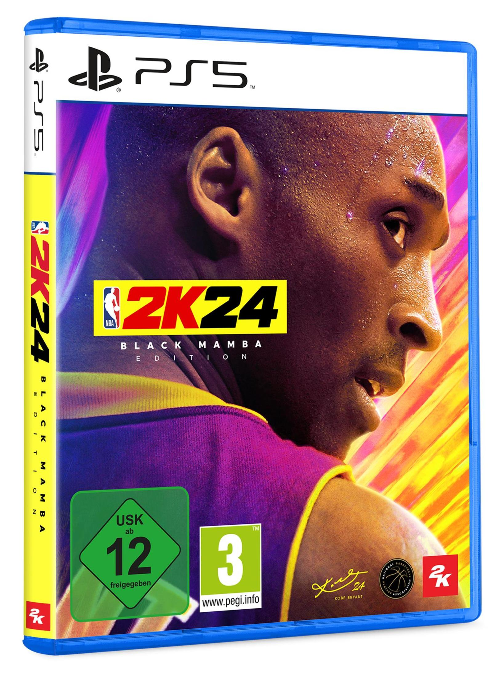 PS5-Spielbox für NBA 2K24 mit Kobe Bryants Gesicht, mit dem Black Mamba Edition-Label.