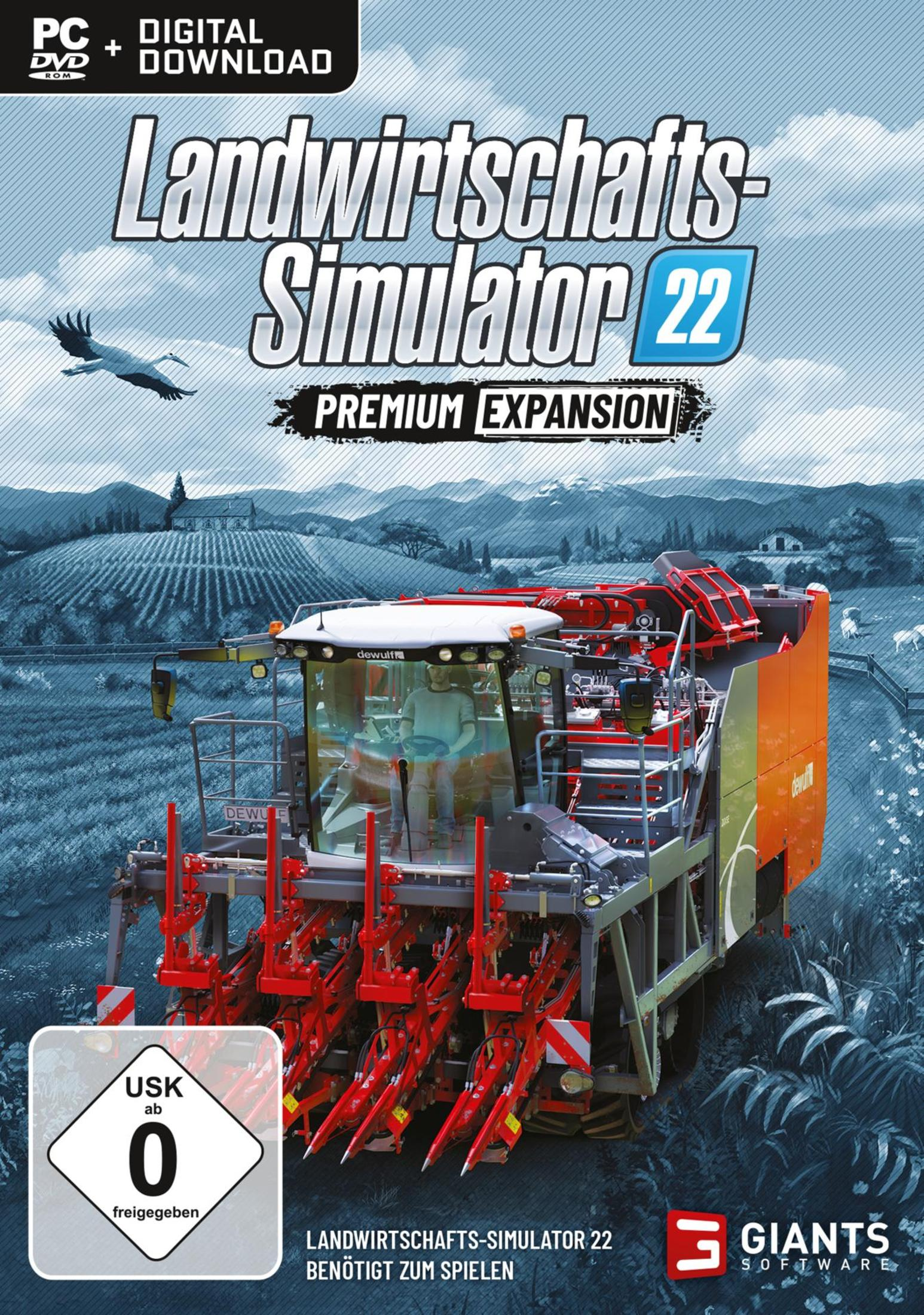 Spielcover: 'Landwirtschafts-Simulator 22' mit einem Mähdrescher auf einem Feld.