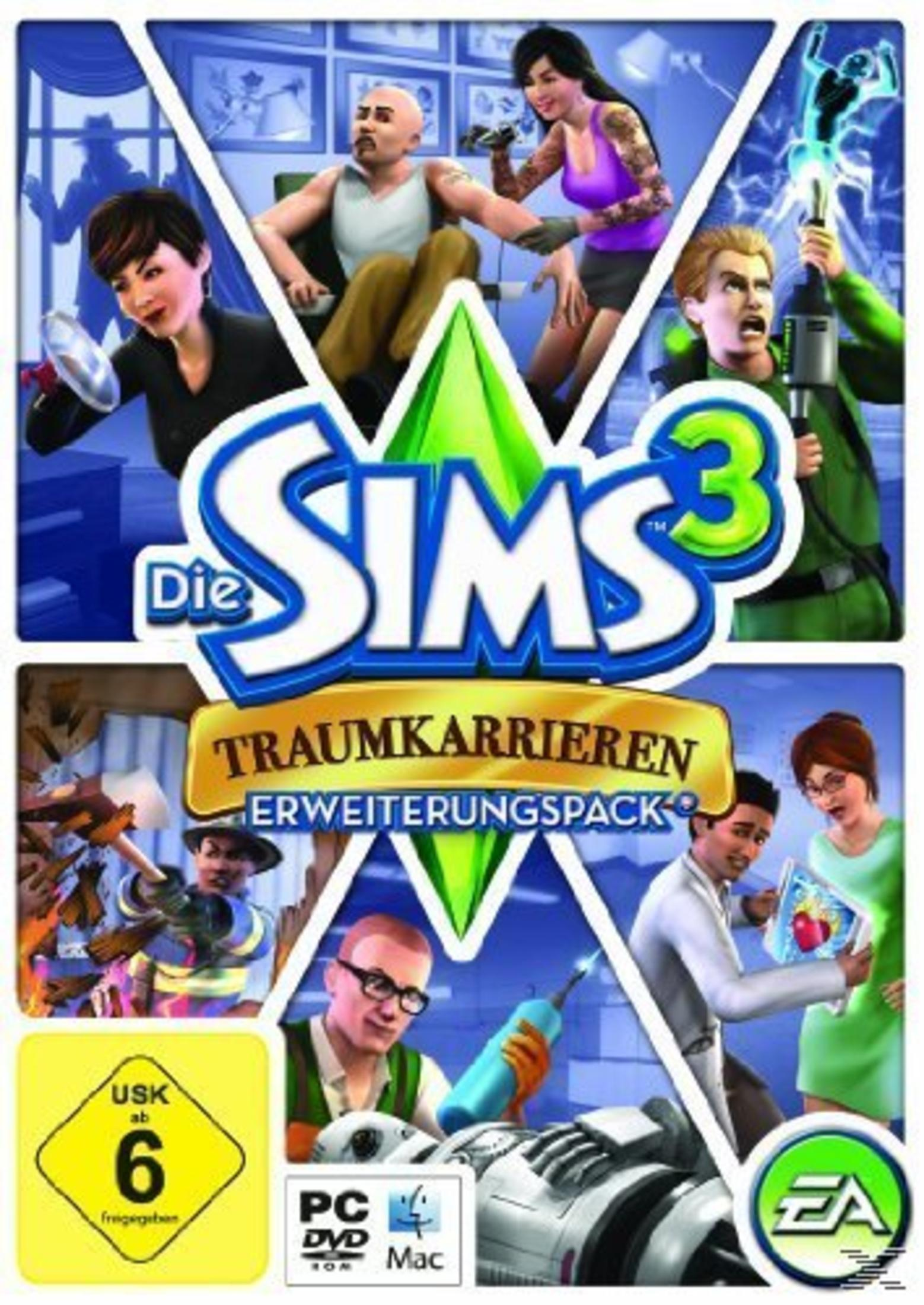 Sims 3 Spielcover. Verschiedene Charaktere, Szenen aus dem Spiel.