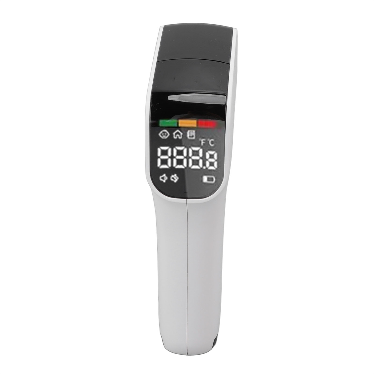 Weißes und schwarzes digitales Thermometer mit Display.