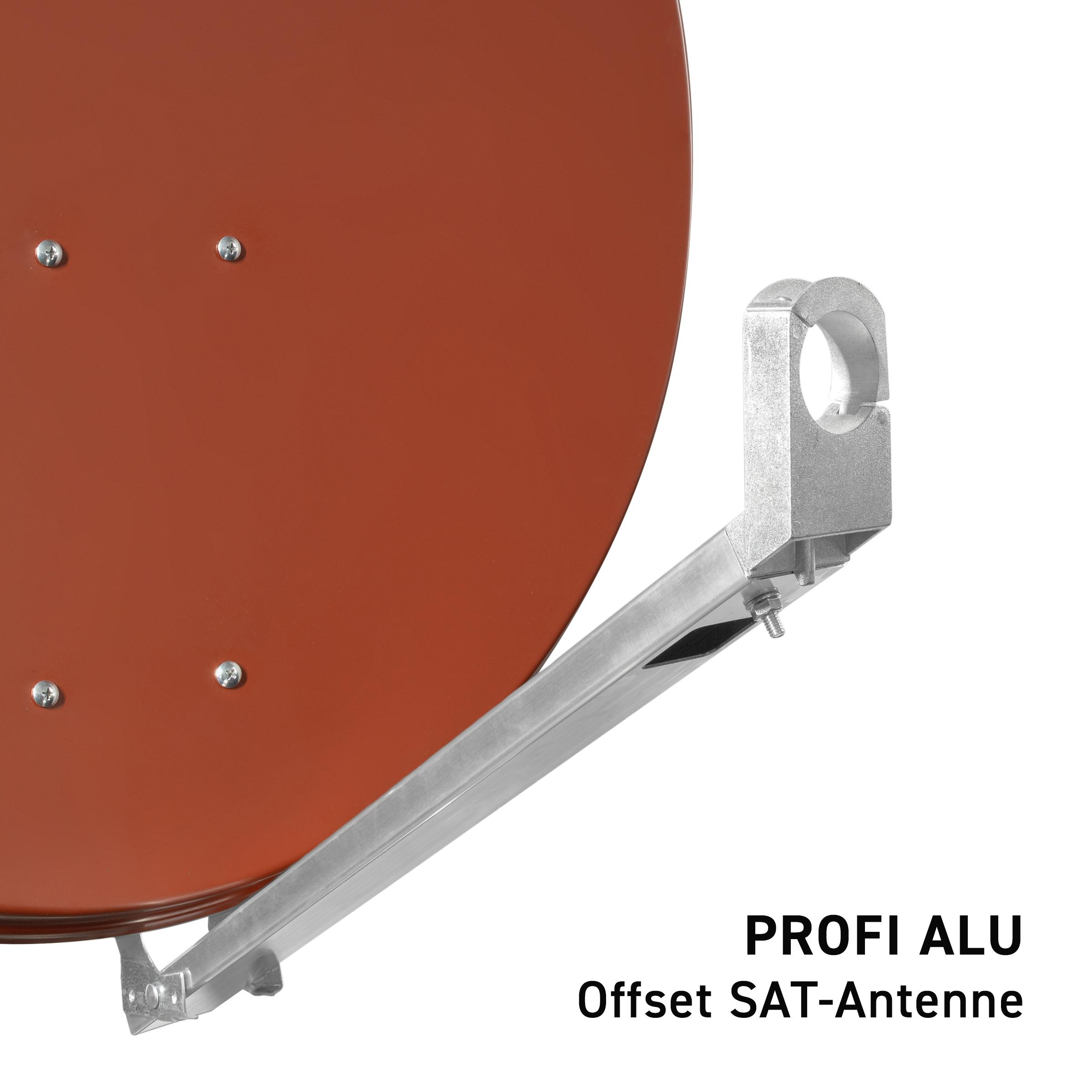 Satellitenschüssel mit Halterung, mit dem Text 'PROFI ALU'.