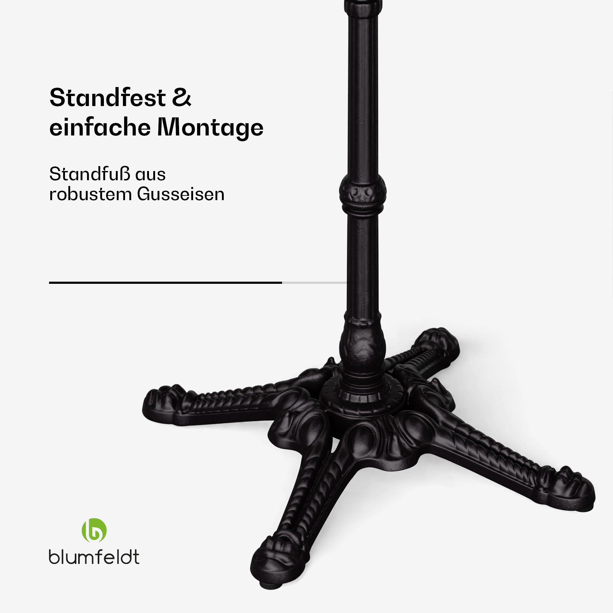 Schwarzes, verziertes Tischgestell mit vierbeiniger Ausführung auf weißem Hintergrund.