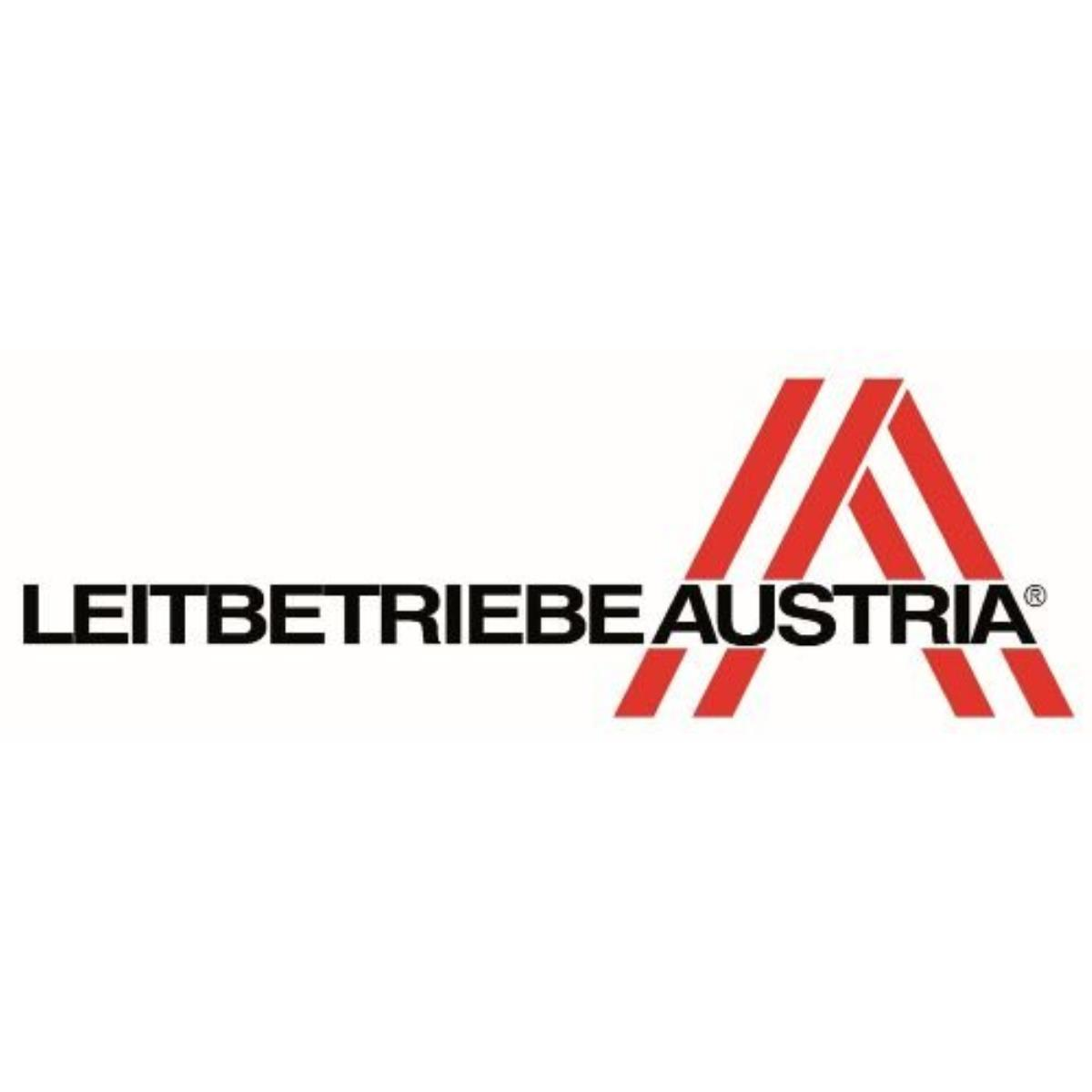Das Logo von 'Leitbetriebe Austria' mit roten und weißen Buchstaben.