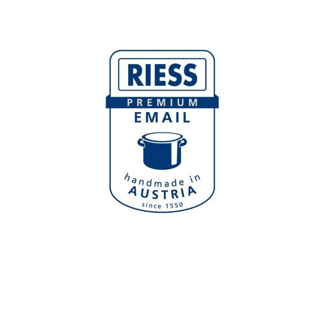 Logo mit weißem Hintergrund. Das Logo lautet 'RIESS PREMIUM EMAIL' mit einem Topf-Symbol.