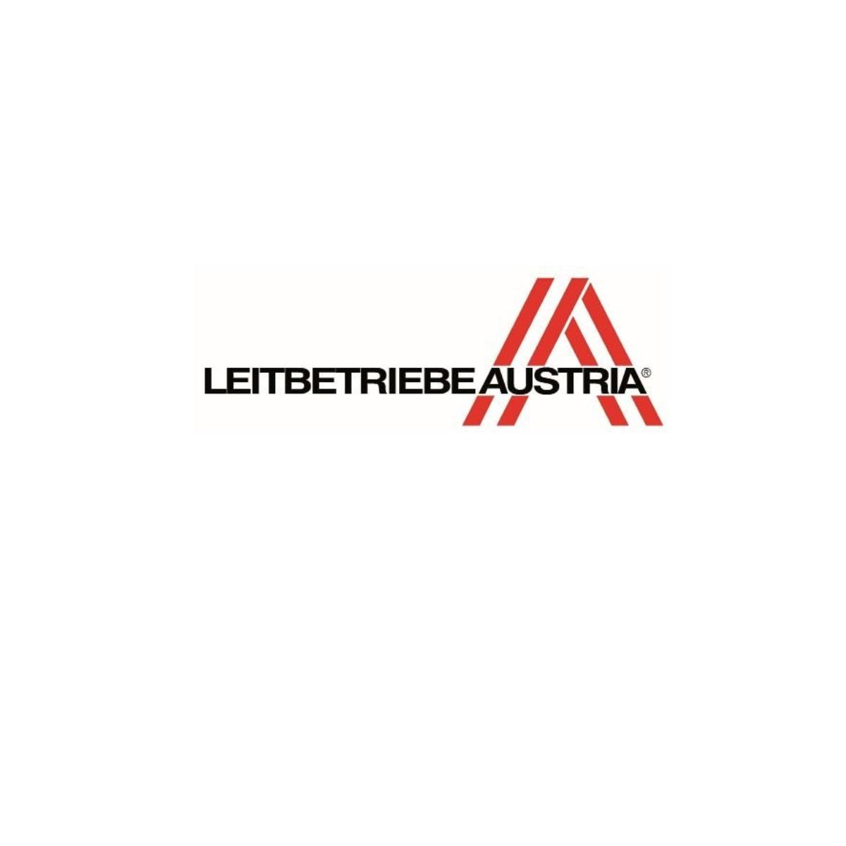 Logo von Leitbetriebe Austria, rotes stilisiertes A in rotem Rechteck, mit weißem Text.