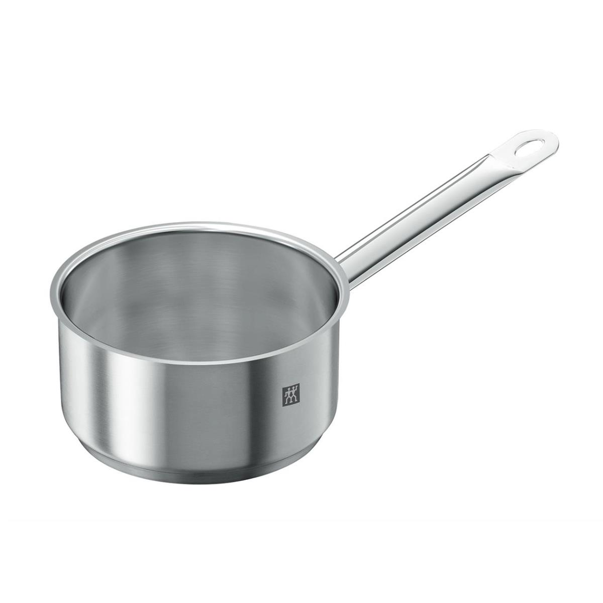 Edelstahl-Kochtopf mit langem Griff.