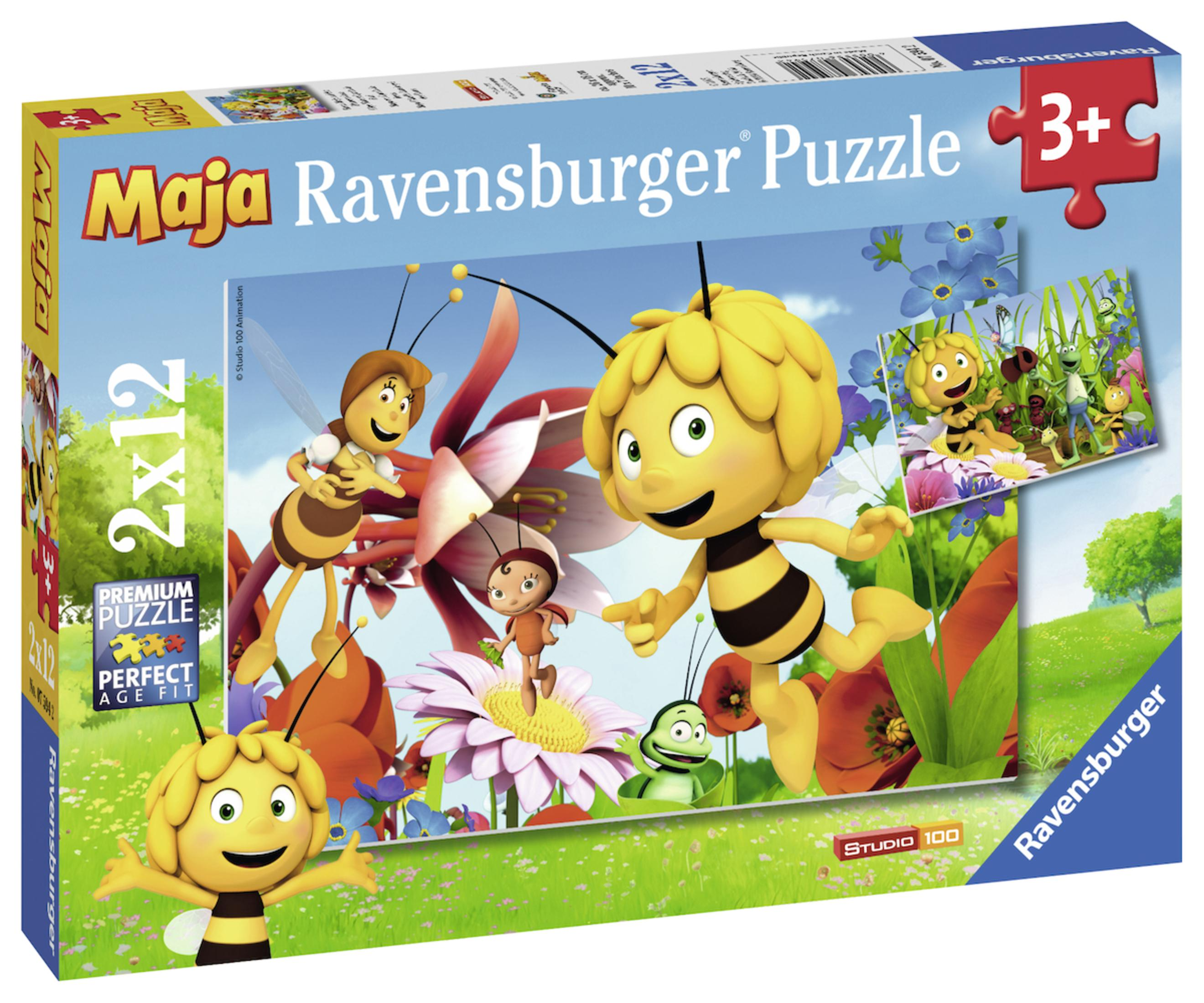 Pudełko puzzli Ravensburger z ilustracją z motywem pszczół na białym tle.