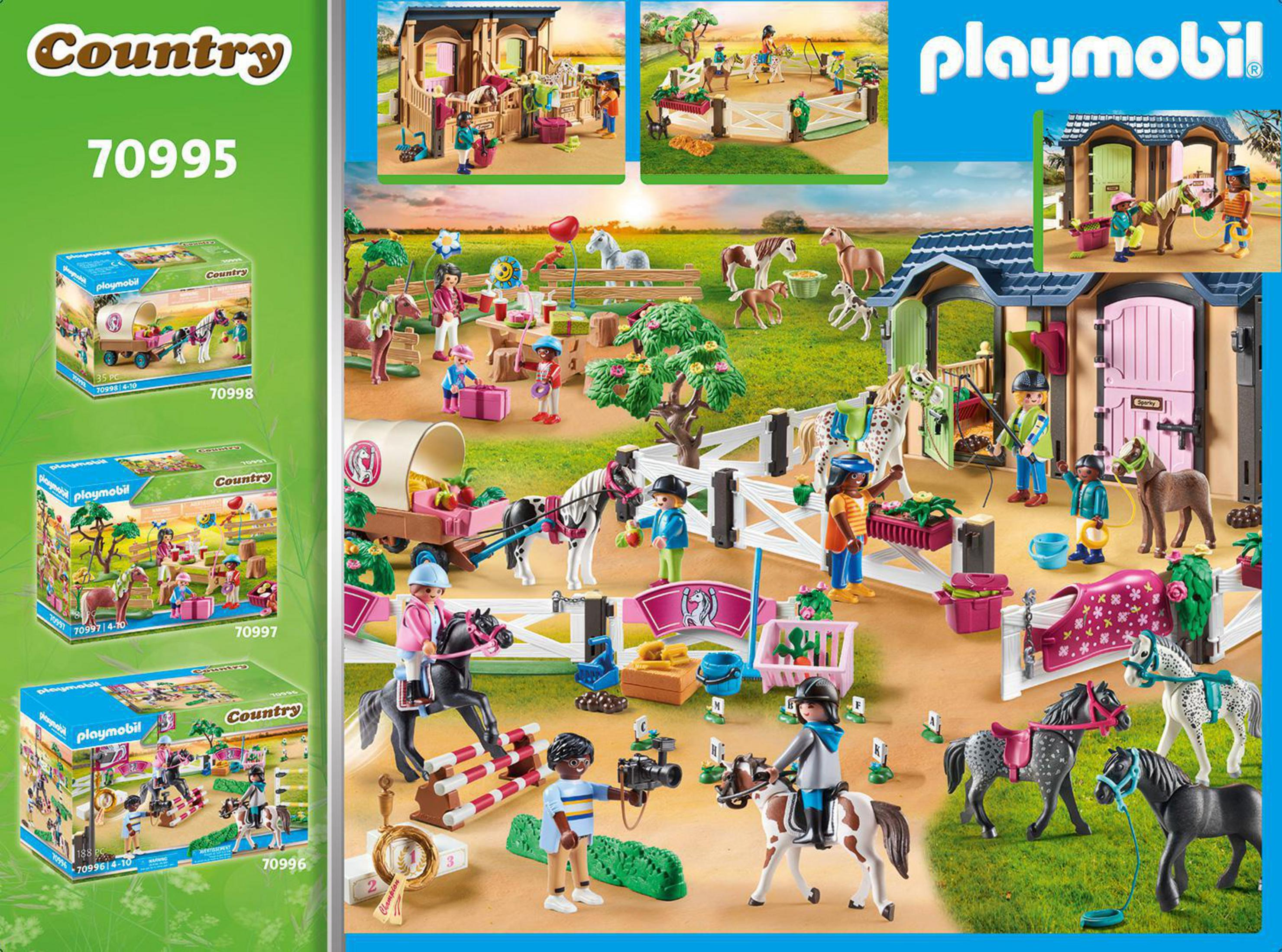 Ensemble Playmobil Country avec chevaux, cavaliers et accessoires. Plusieurs scènes.