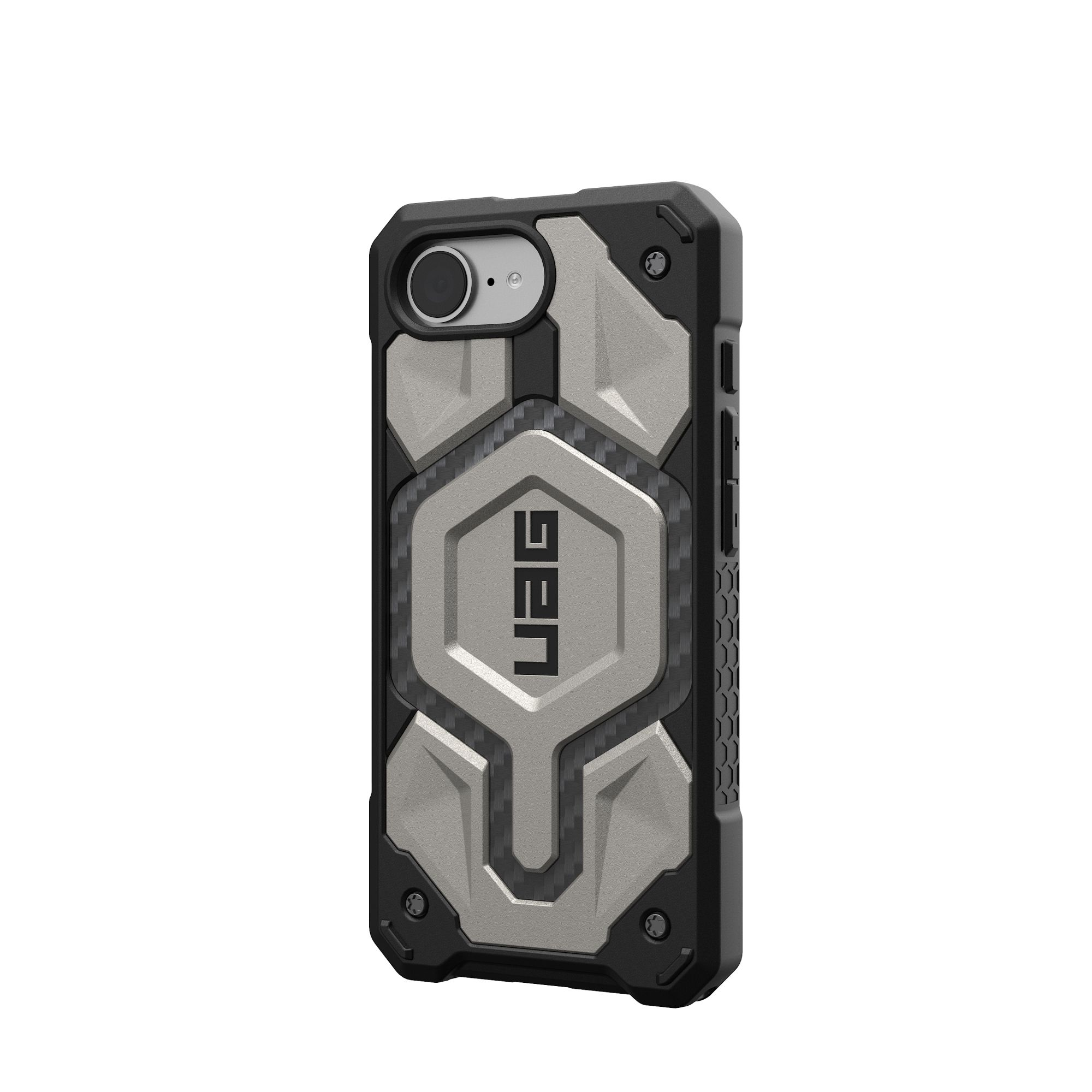 Coque de téléphone noire et grise avec le logo UAG.