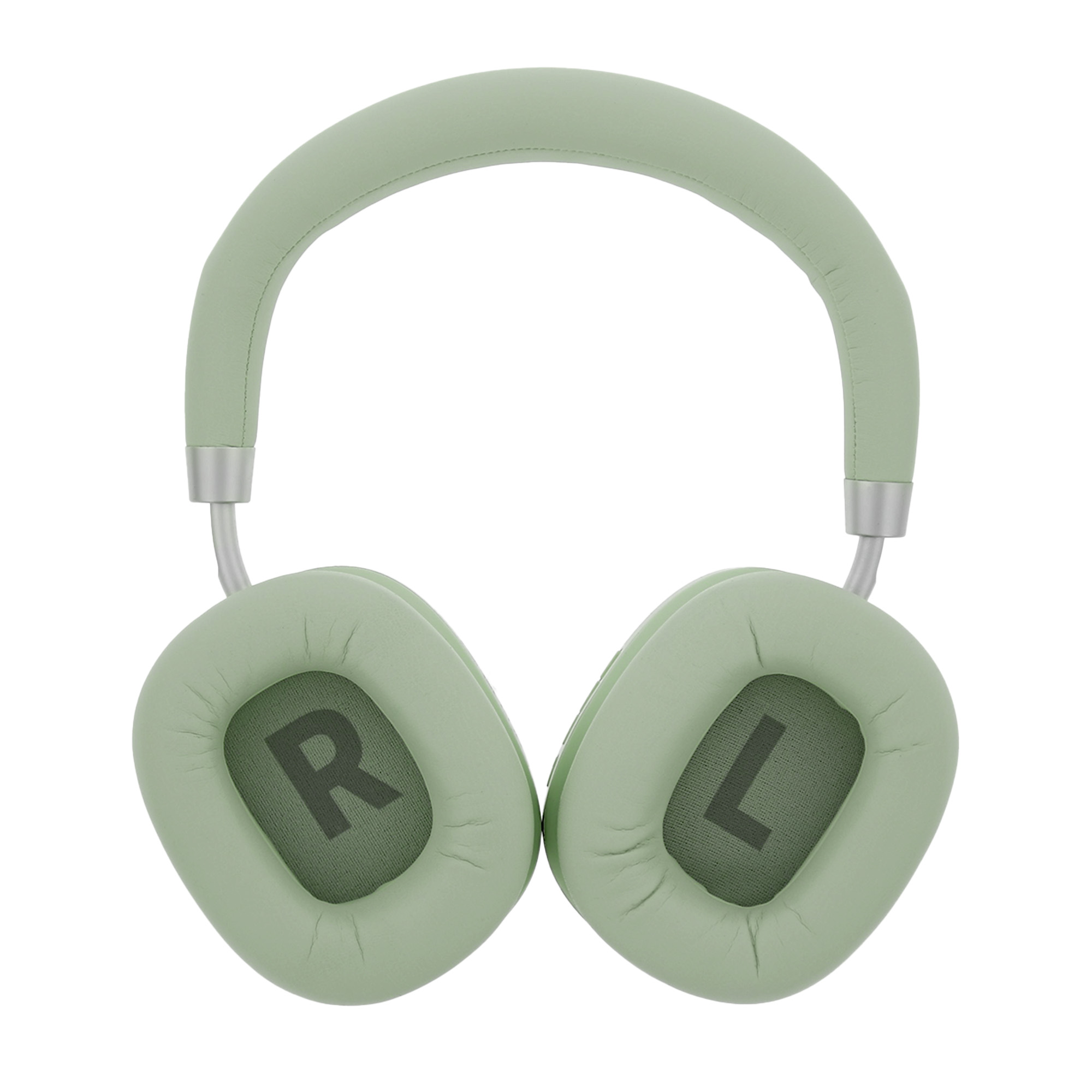 Grüne Kopfhörer mit den Buchstaben 'R' und 'L' auf den Ohrmuscheln.