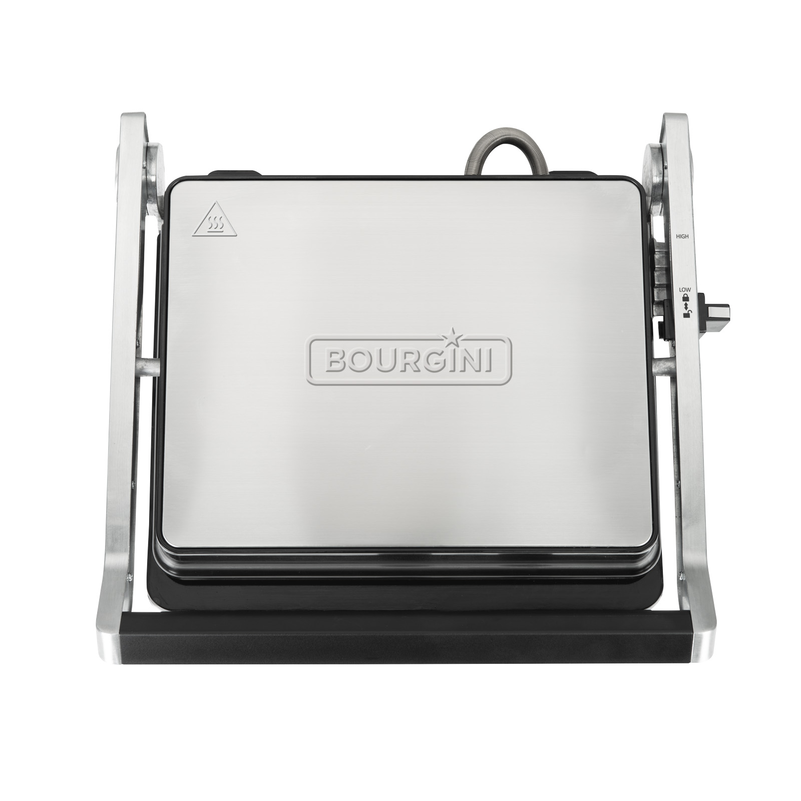 Prasa do panini ze stali nierdzewnej z logo Bourgini.