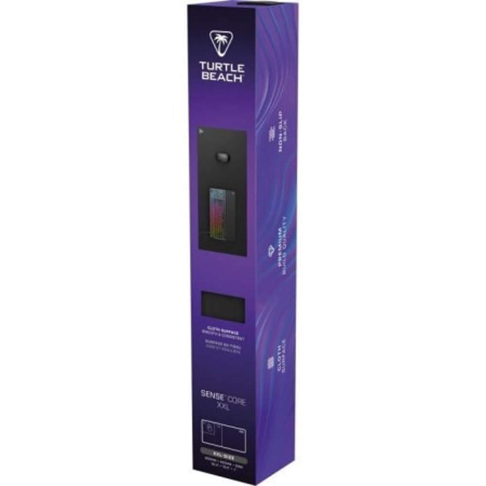 Wysokie czarne pudełko z kolorową podkładką pod mysz do gier.