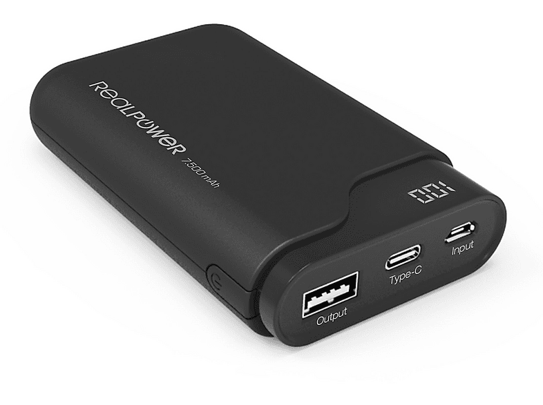 REALPOWER 243924 PB-7500C SCHWARZ Powerbank 7500 mAh Schwarz