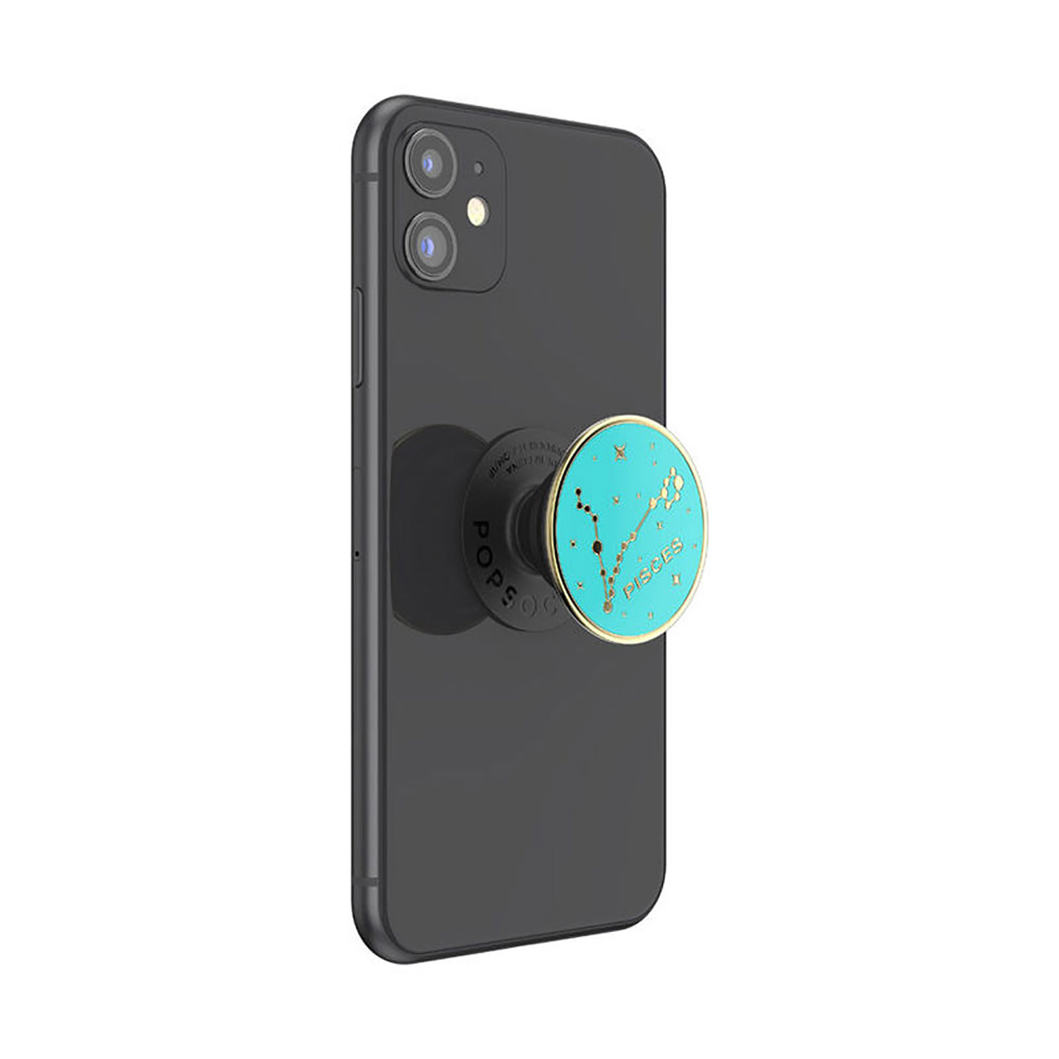Ein Smartphone mit Popsocket mit einem Fische-Design.