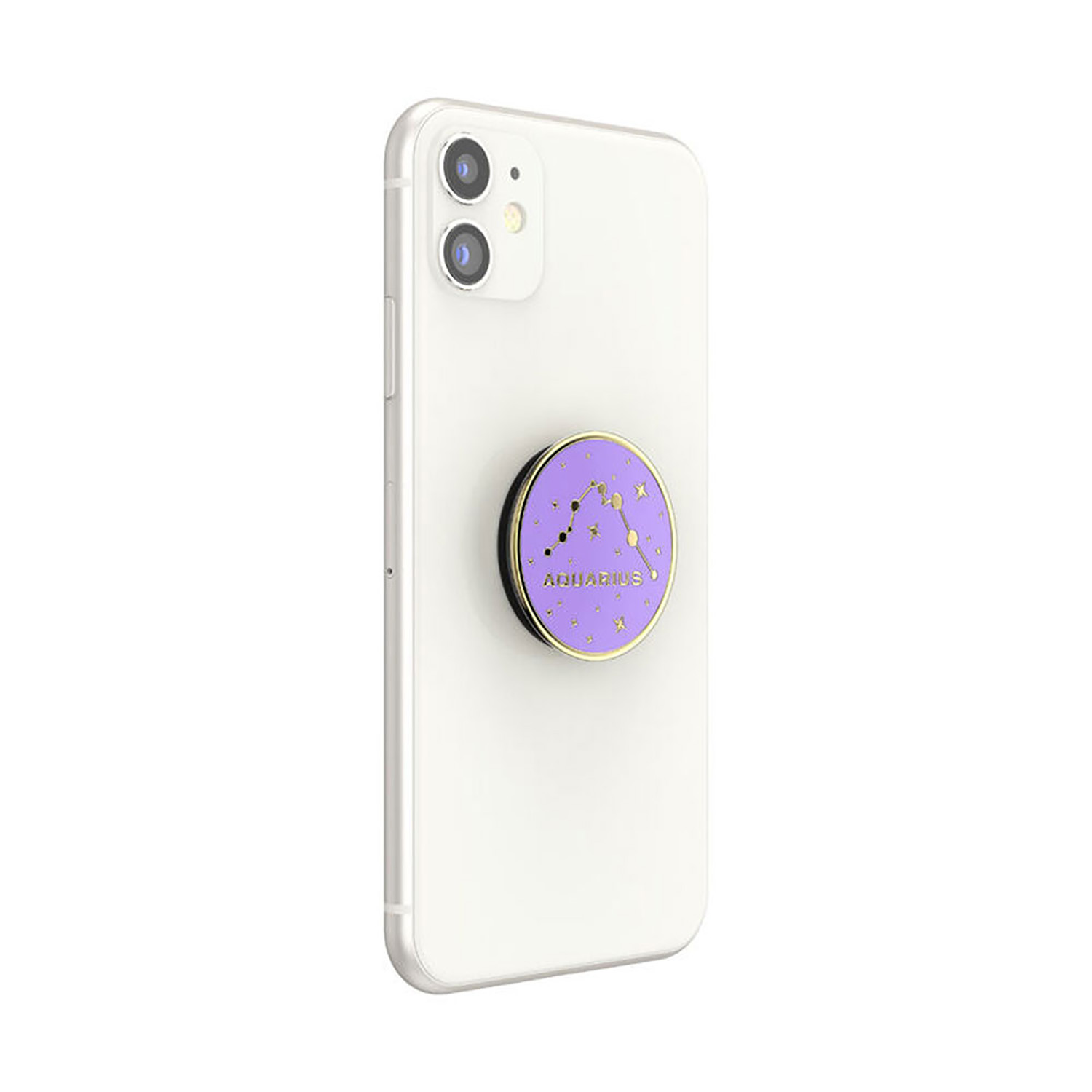 Weißes Telefon mit einem Aquarius Pop-Socket.