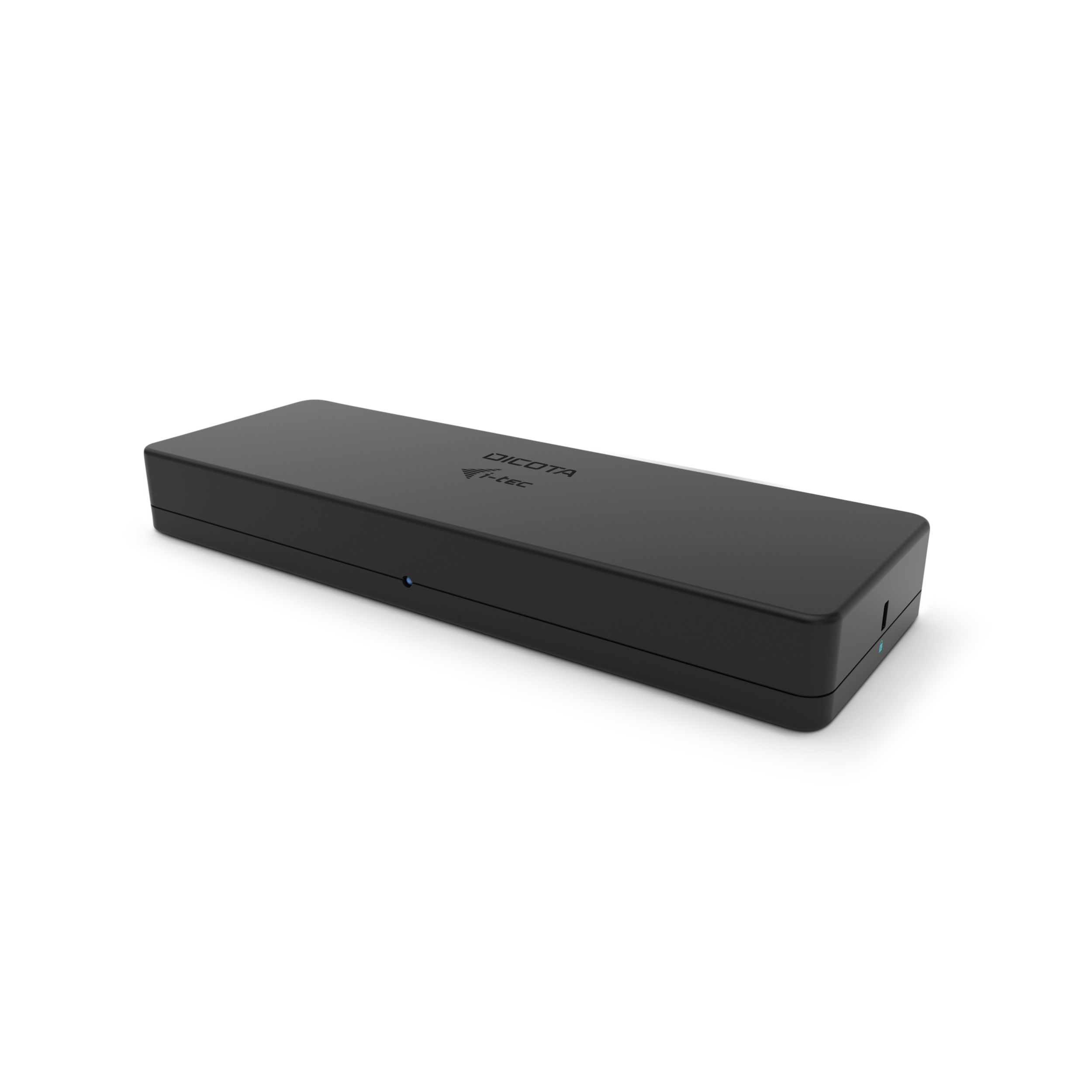 Dispositivo rettangolare nero Dicota F-Tec su sfondo bianco.
