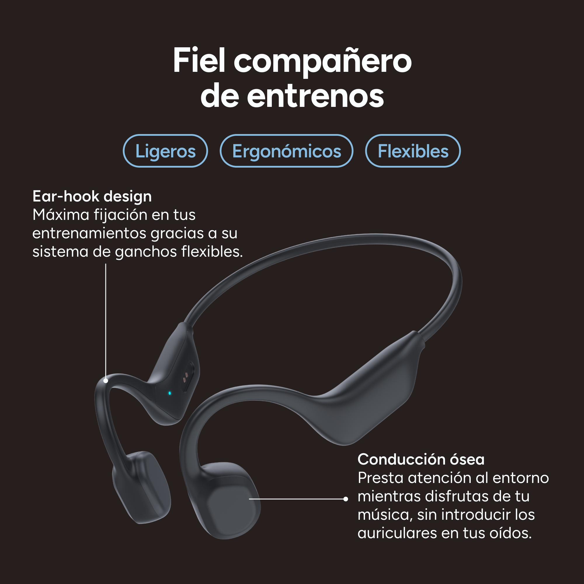 Cuffie nere con design ad archetto, che evidenziano caratteristiche ergonomiche e flessibili.