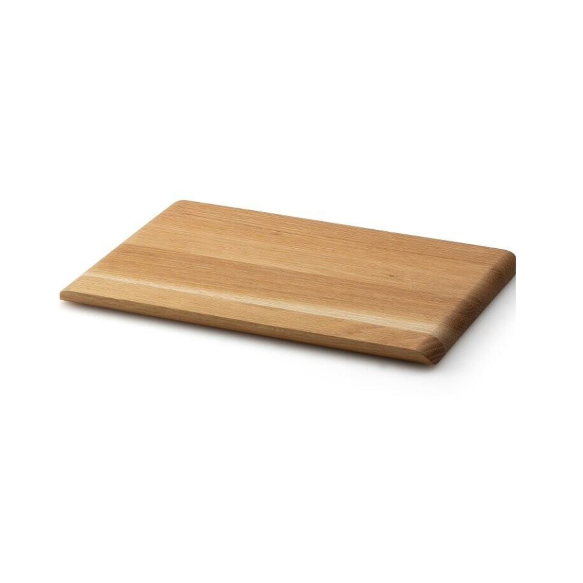 Holz-Schneidebrett. Rechteckig, mit glatter, hellbrauner Oberfläche.