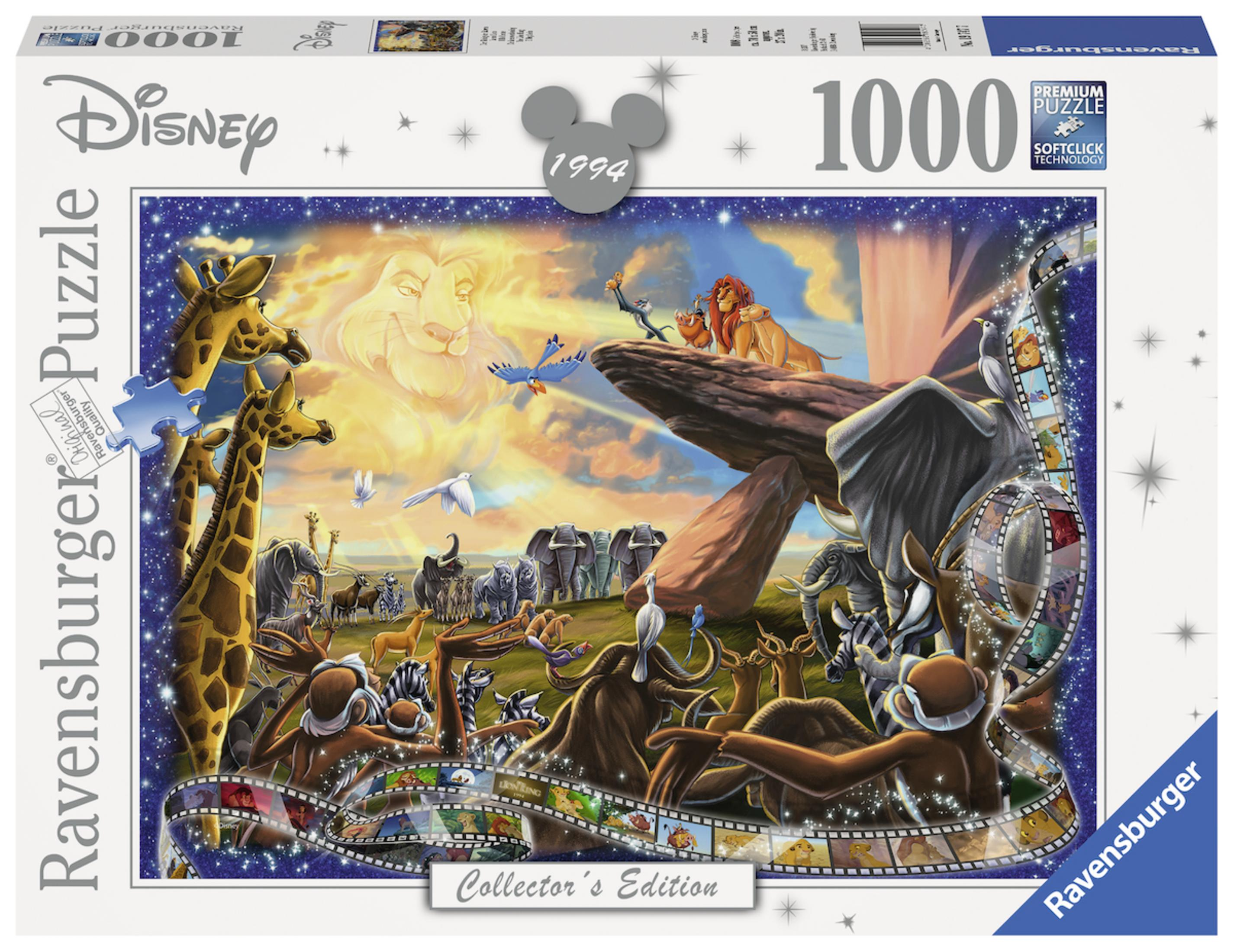 Eine Disney Lion King 1000-teilige Puzzleschachtel mit Kunstwerken aus dem Film.