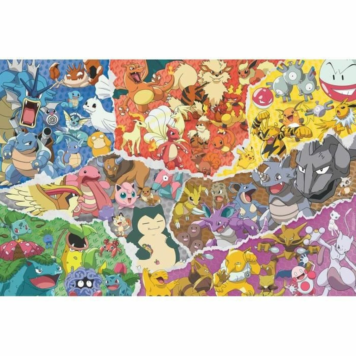 Ein farbenfrohes Puzzle mit verschiedenen Pokémon-Charakteren.