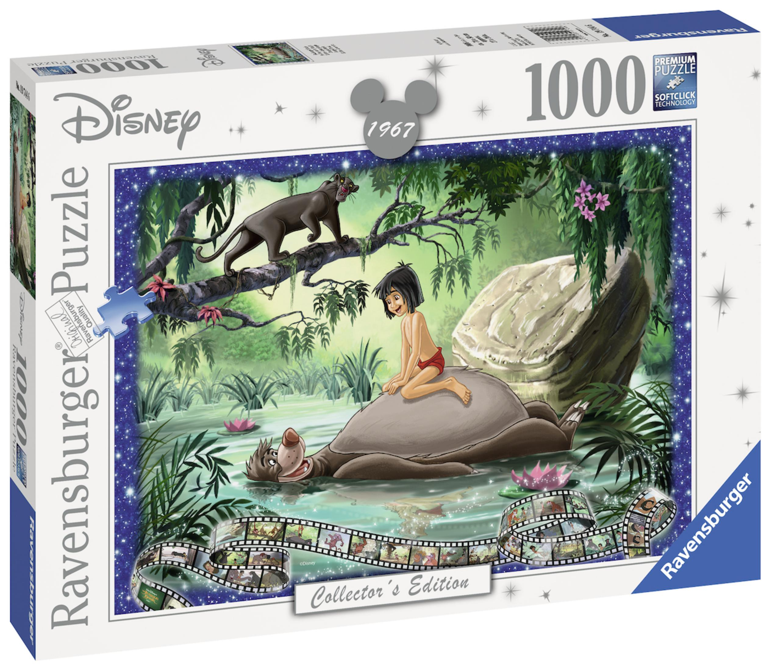 Pudełko z puzzlami Disney Jungle Book ze zdjęciem Mowgliego i Baloo.