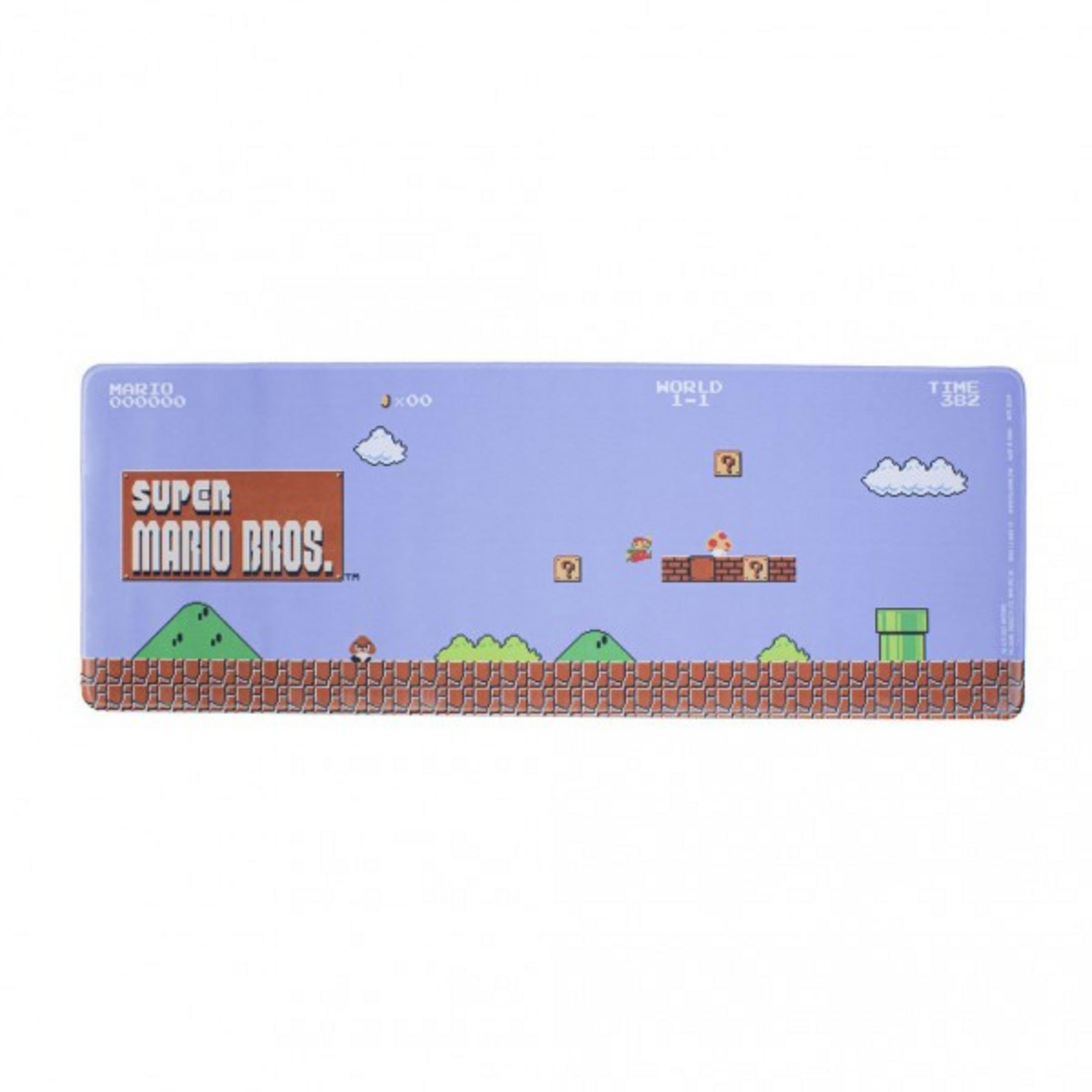 Super Mario Bros. Spielmatte mit Charakteren und Leveldesign.