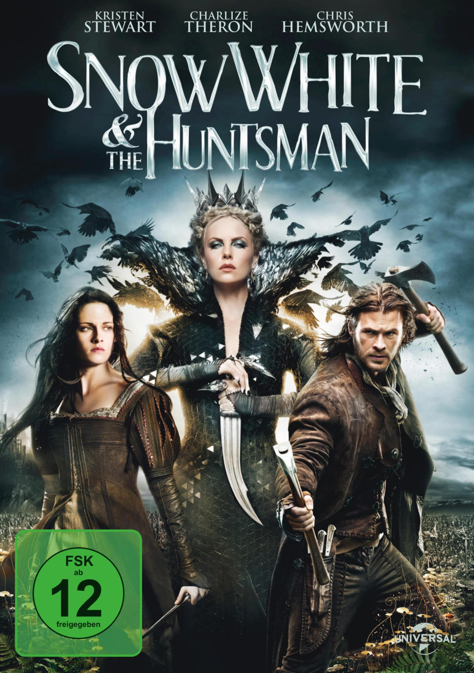 Kinoposter für Snow White & The Huntsman, mit den Schauspielern Kristen Stewart, Charlize Theron, Chris Hemsworth.