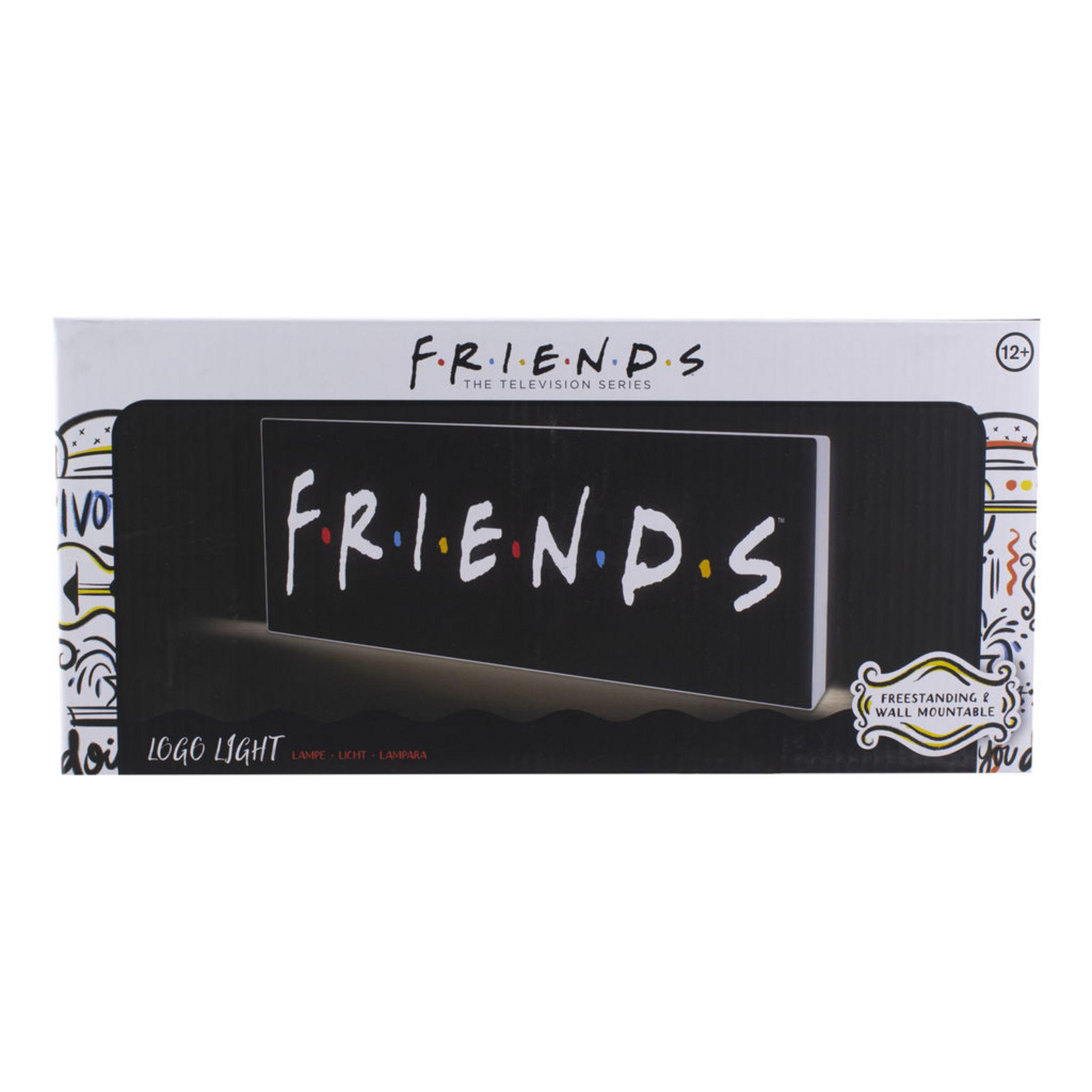 Schwarze Box mit dem Friends-Logo in Weiß, mit weißem Hintergrund.