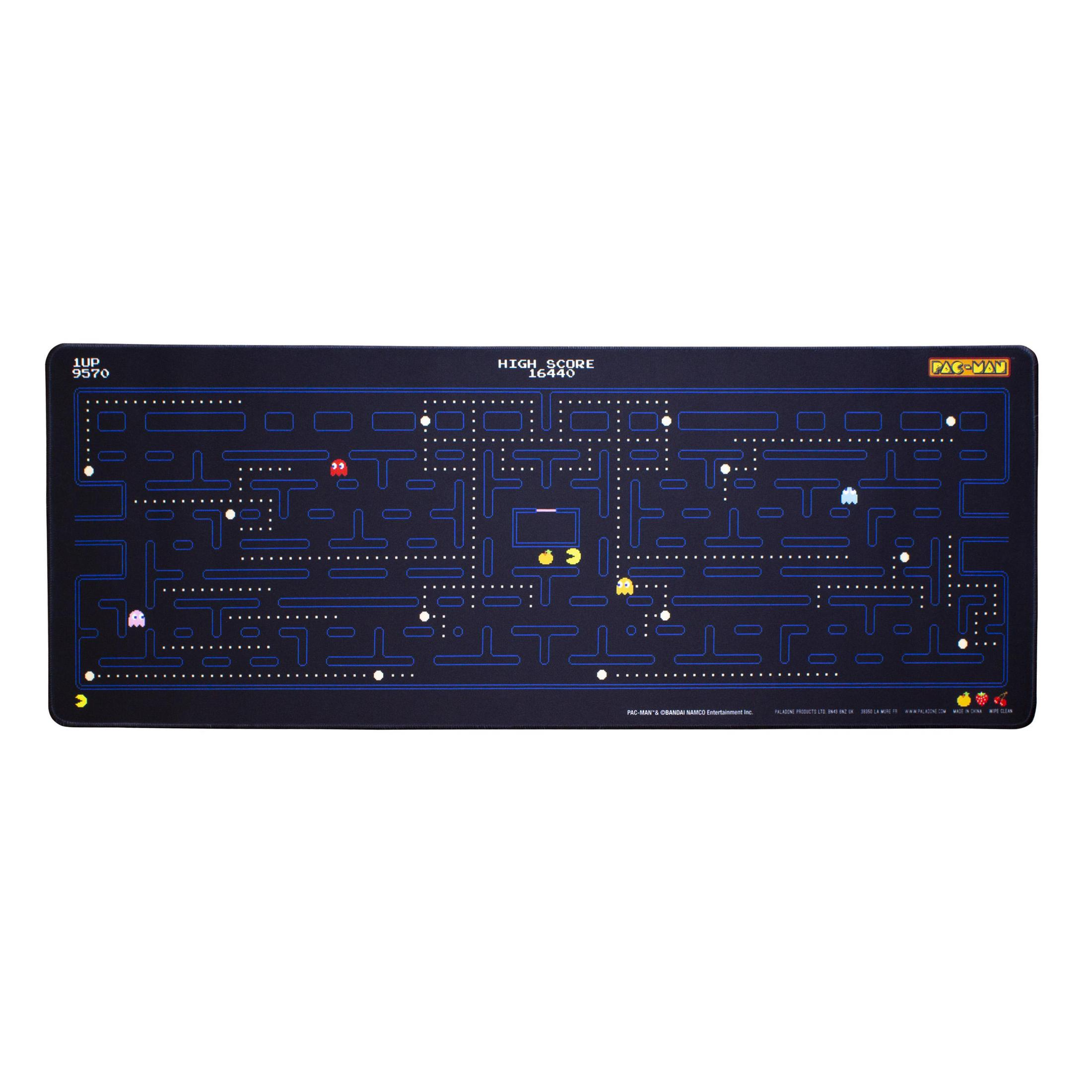 Pac-Man-Tastaturpad mit Spielkarte, Geistern und Highscore.