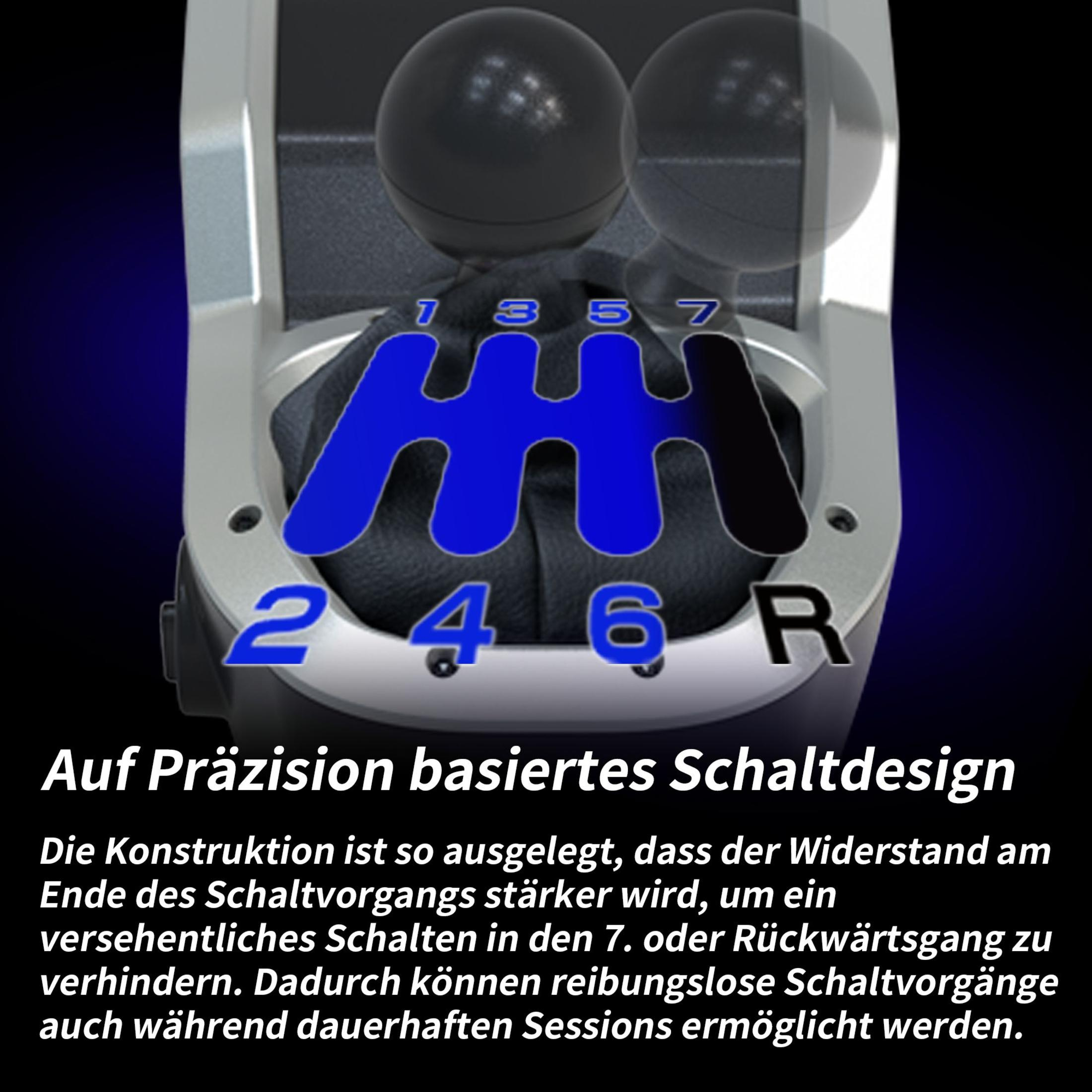 Gangschaltdiagramm. Blaues Diagramm der Gänge auf schwarzem Hintergrund. Zahlen und Buchstaben vorhanden.